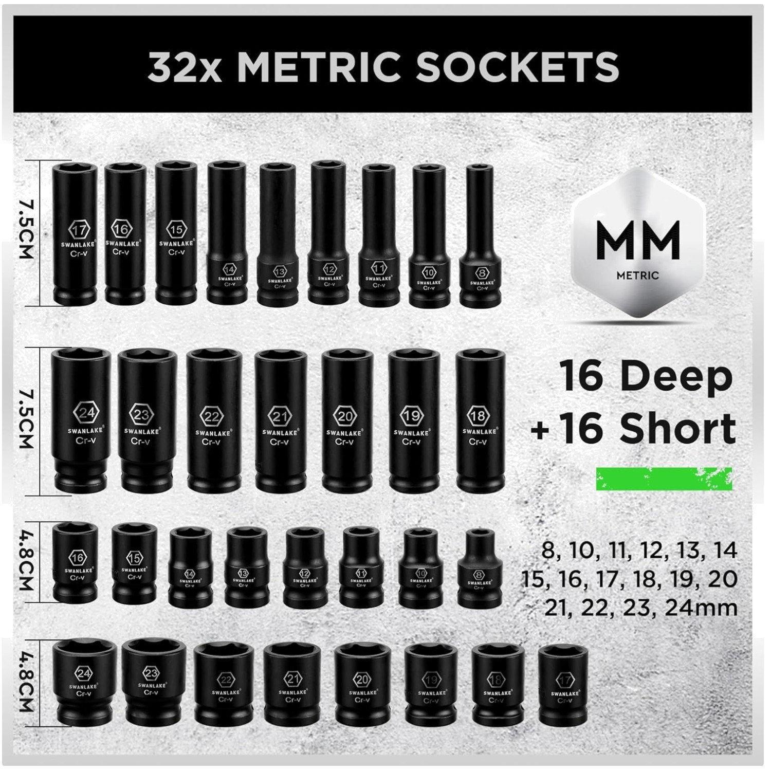 Professional 66-Pc Impact Socket Set, 1/2″ Drive, Cr-V Steel