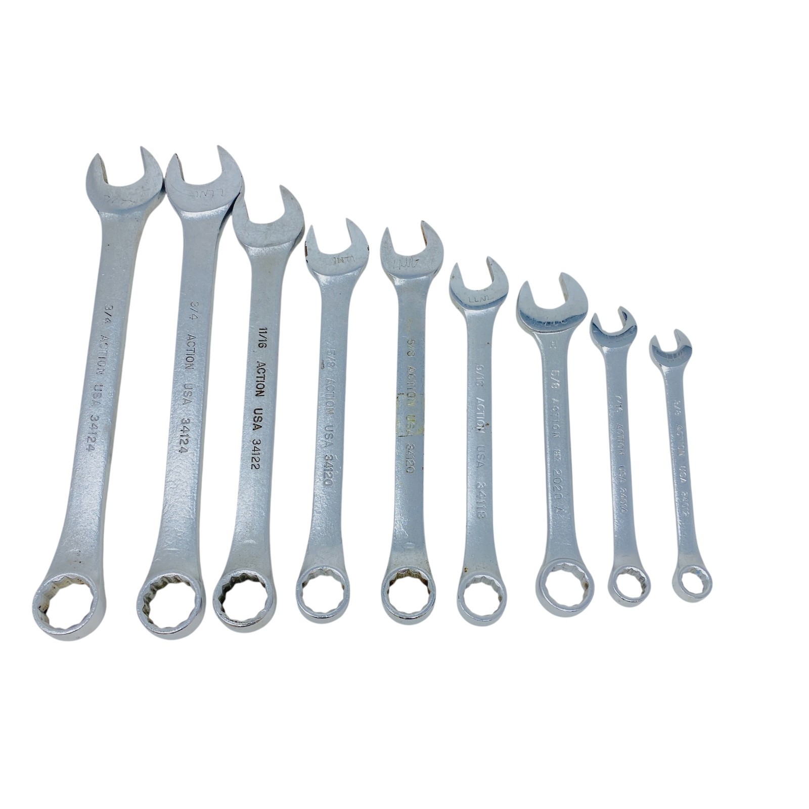 Action USA Combination Wrench Lot Set SAE Mechanics Hand Tools, 9 Pcs