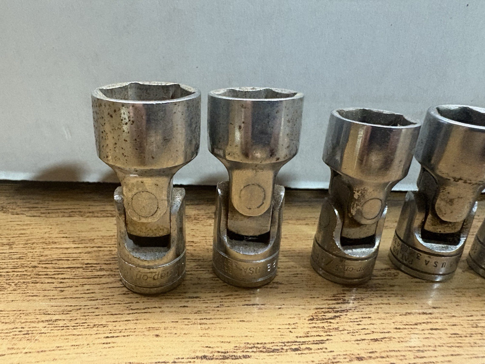 snap on socket set 1/2 Lot Of 6 Swivel Sockets Snap On SAE Used See Pictures