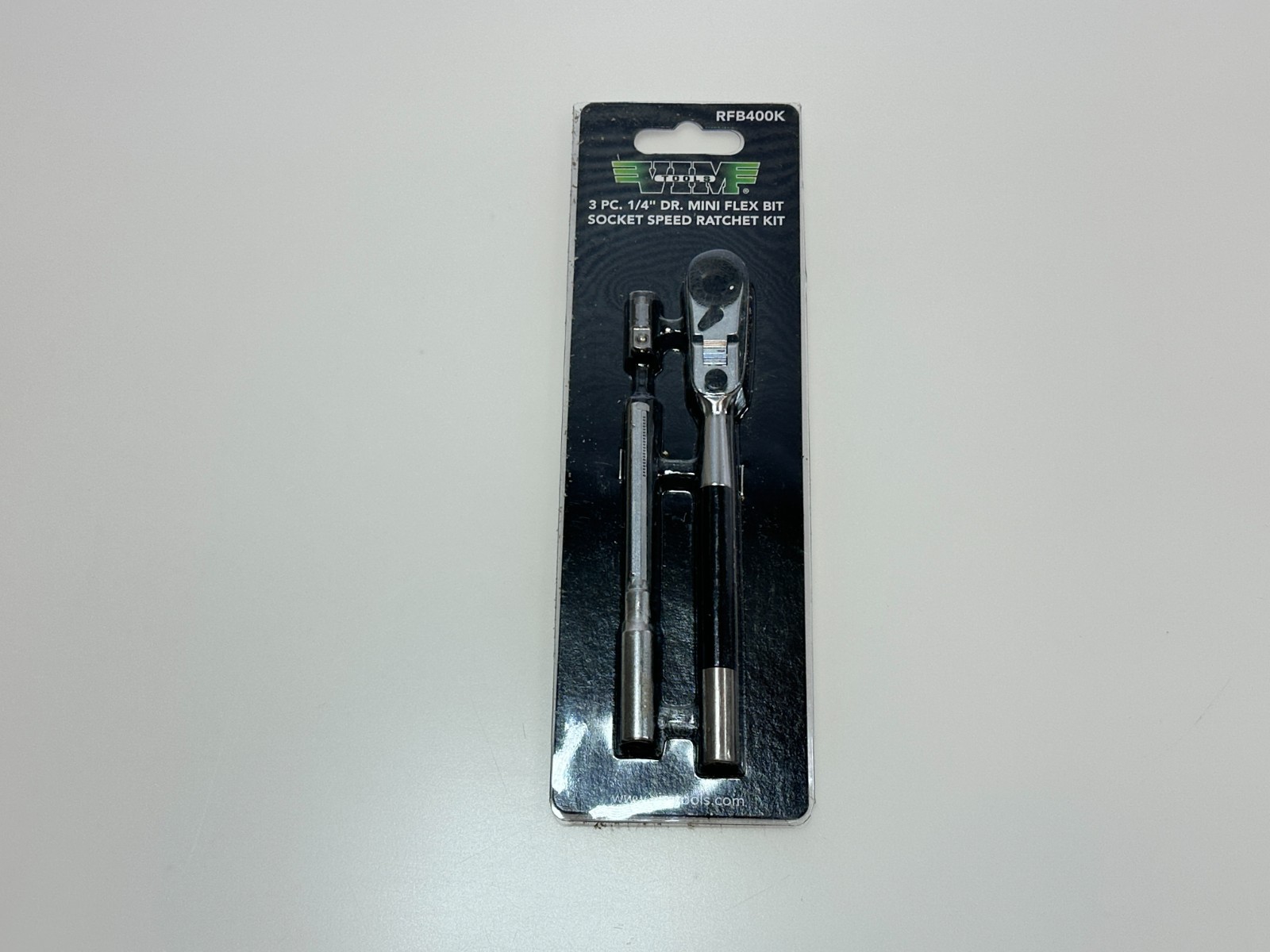 VIM Tools 3-Way 1/4″ Hex Bit Long Handle Locking Flex Ratchet/T-Handle #RFB400K