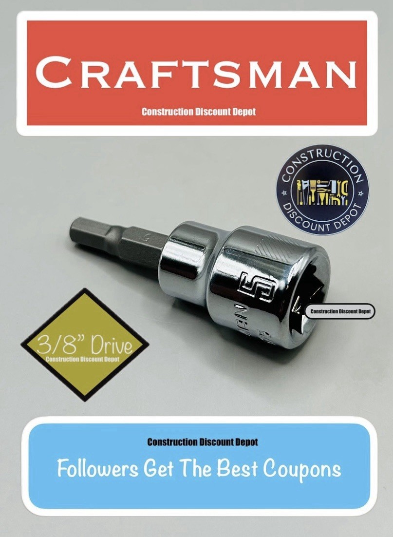 5mm CRAFTSMAN CMMT42675 Hex Allen Bit 3/8-in Drive Shallow Socket Ratchet