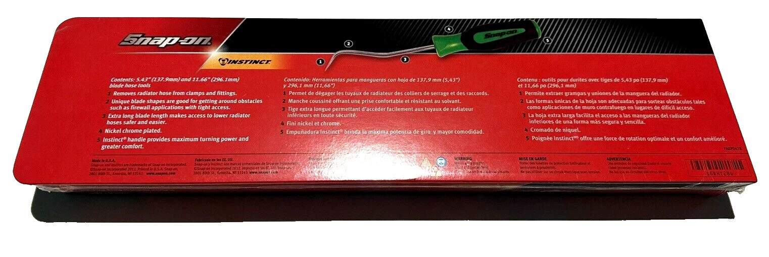 SNAP ON TOOLS USA SGRHT2BG 2pc Radiator Hose Pick Set Green New Sealed Free Ship