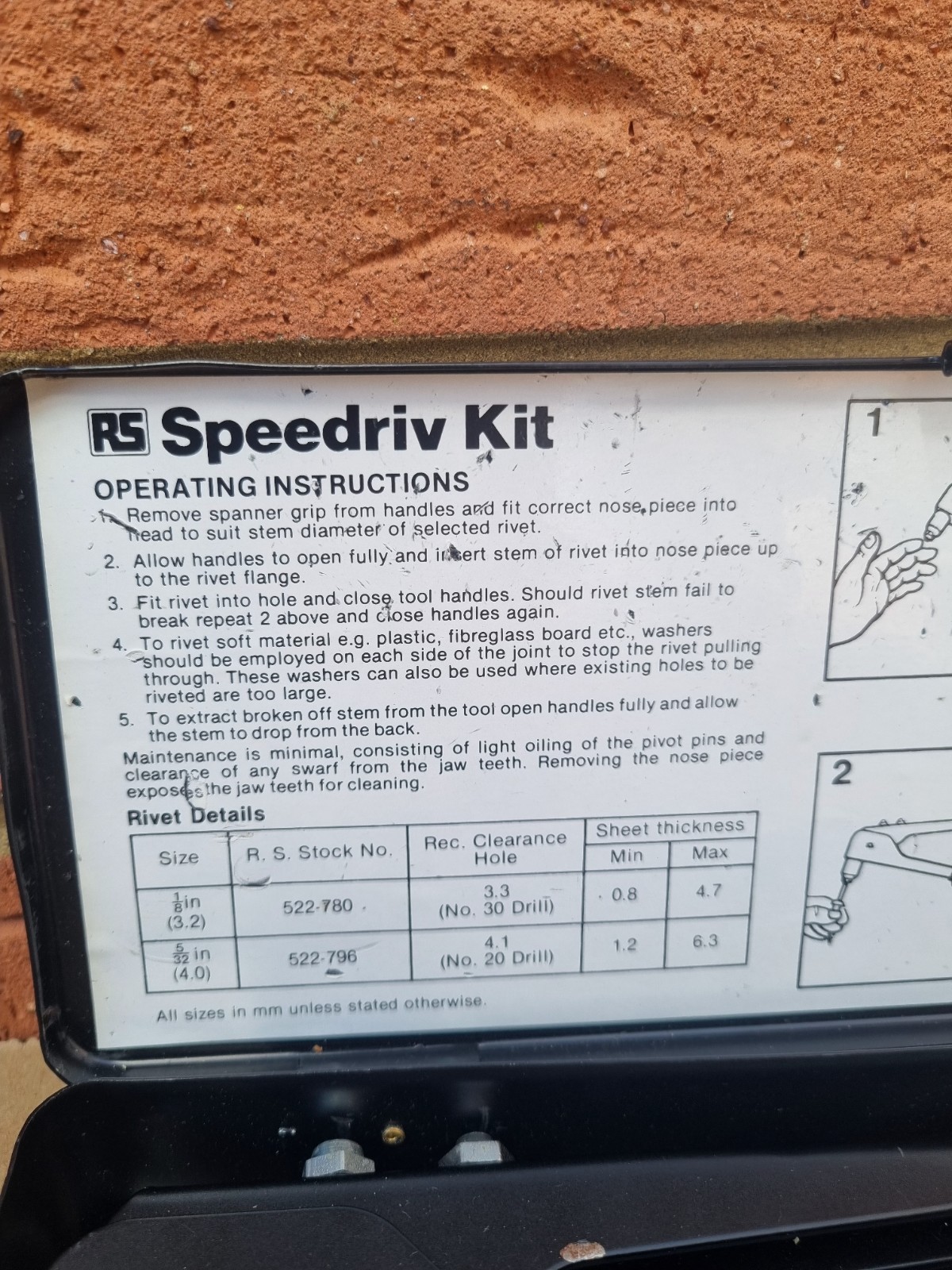 Rs Speedriv Kit 544-358 clinchnuts clinch nut system tool