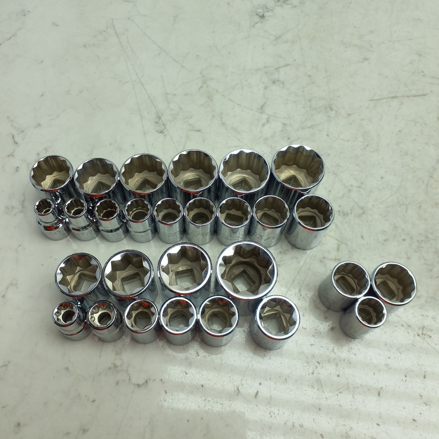 62Pc PROTO 1/2″ 12 & 8 Point SAE Socket Set Chrome *SEE DESCRIPTION FOR DETAILS