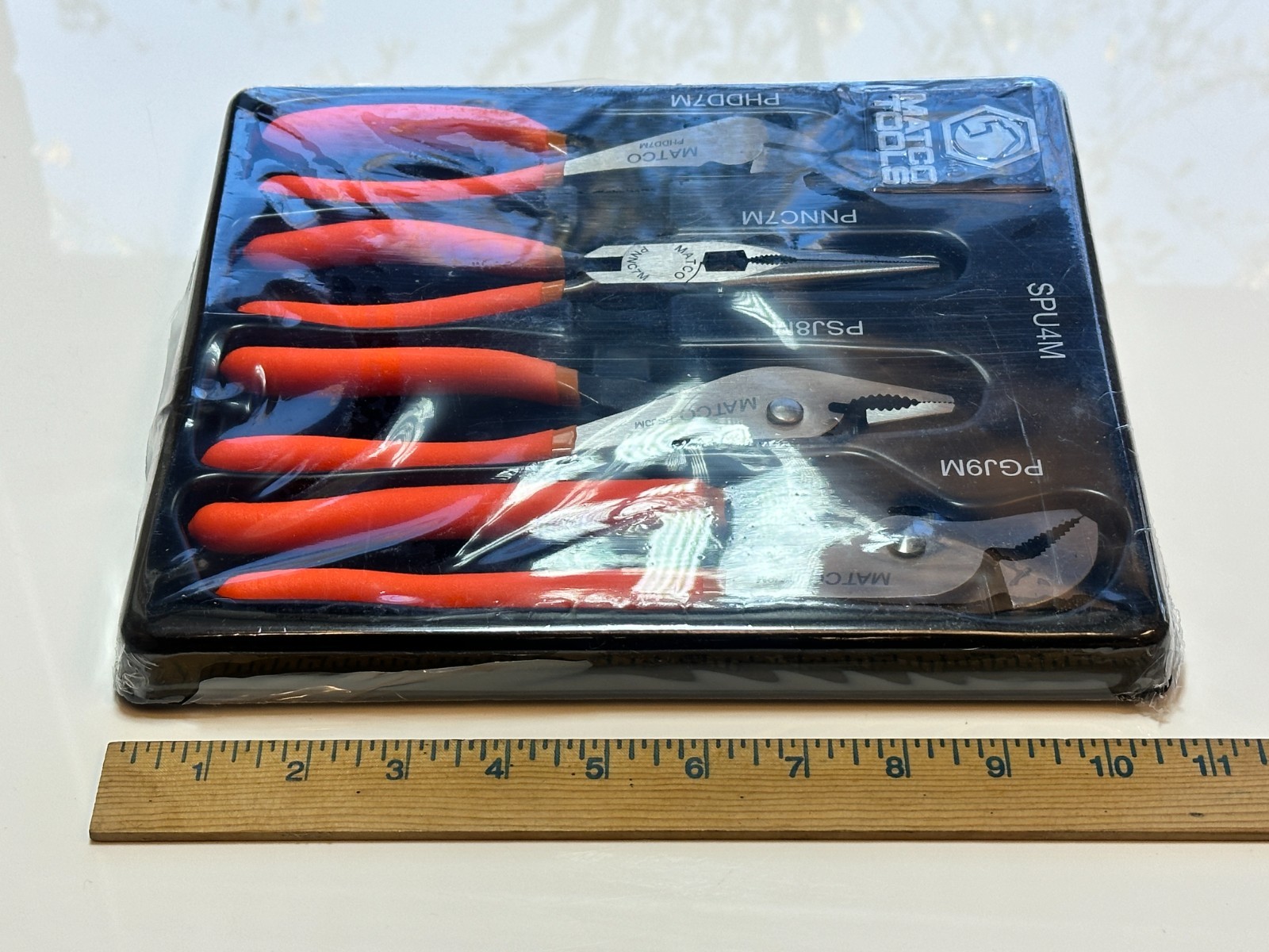 NEW Matco Tools SPU4M 4pc Universal ORANGE GRIP Pliers Set w/ Tray, Sealed NOS