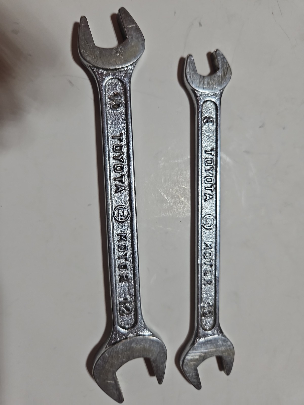 3 Vtg Toyota Motor open end wrenches metric 8-10, 10-12 and 14-17. Japan