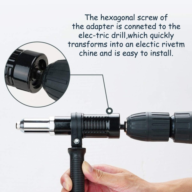 Cordless Electric Rivet Nut Tool Adapter, Steel, 450g, 2.4-4.8mm Rivet Sizes