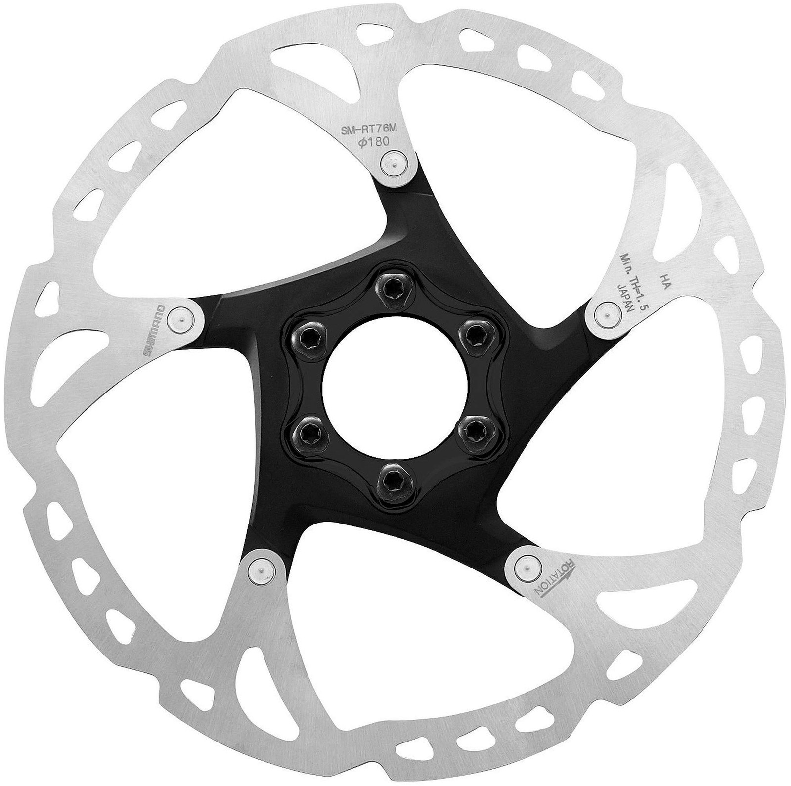 Shimano bicycle brake disc, SM-RT66 M, silver/black, 180 mm
