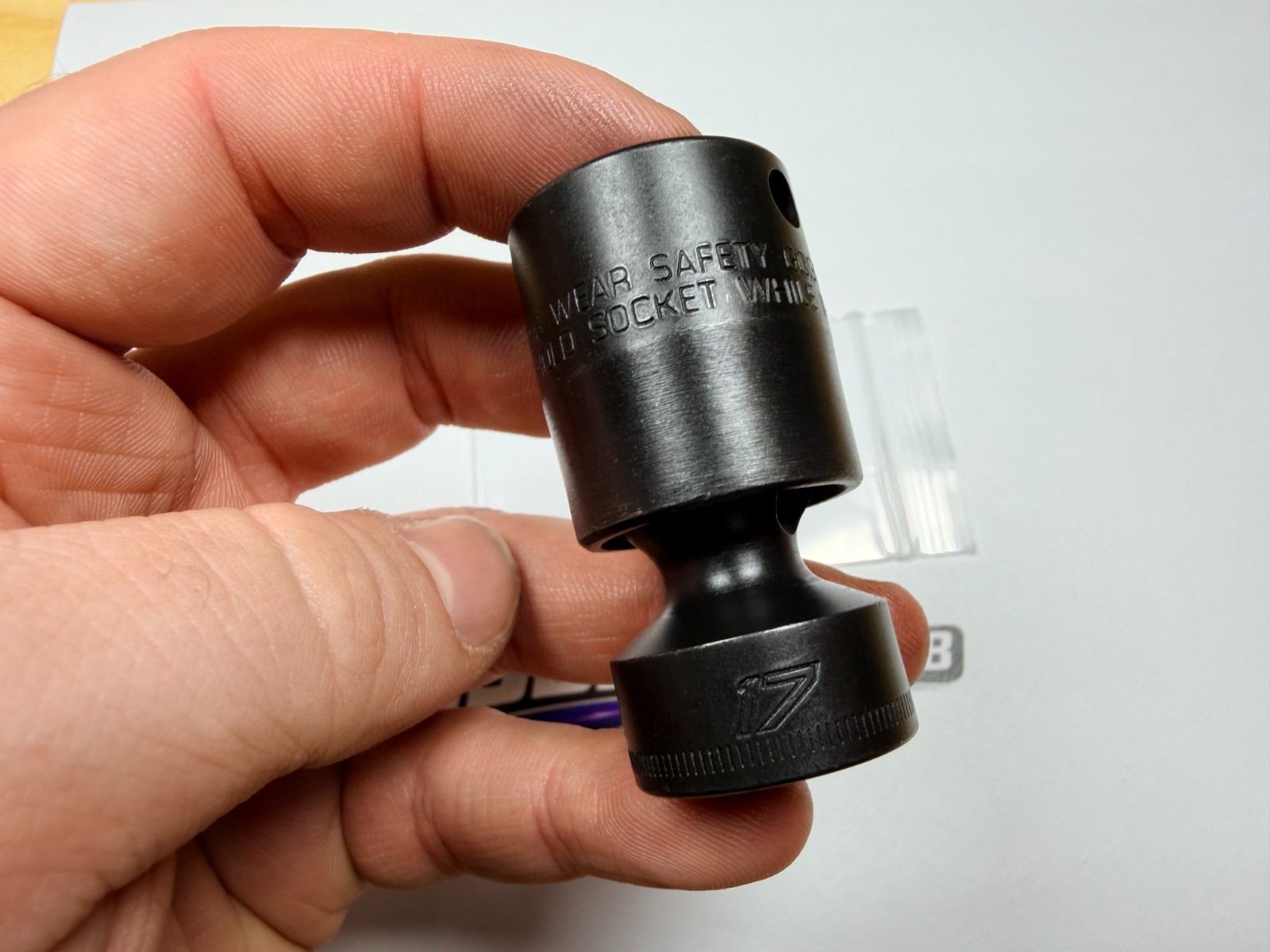 Snap-On Tools NEW 3/8″ Drive 17mm 6pt Low Profile Impact Swivel Socket RIPFM17C
