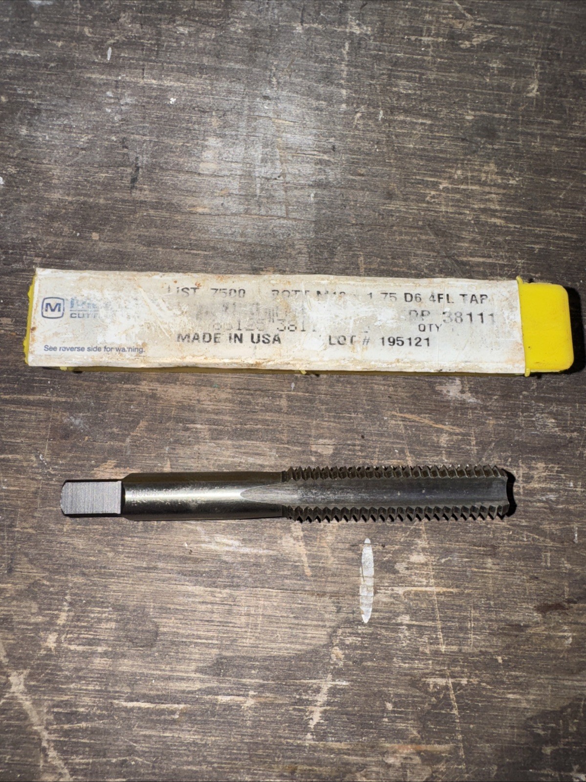 M12 X 1.75 12MM Taper Hand Tap Morse MT3838158 RH HSS USA D6 Metric 4 Flute