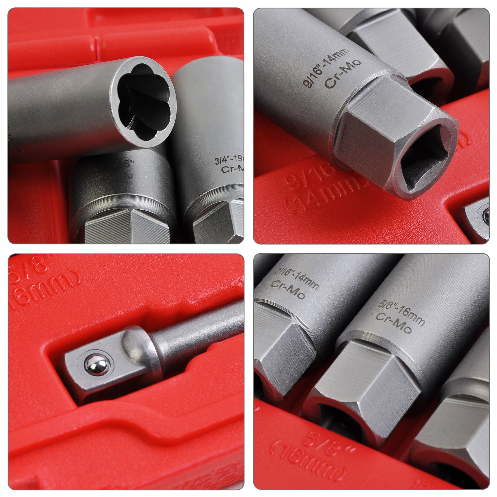 11-Piece Spiral Bolt Extractor Kit -Quick & Easy Broken Lug Nut Removal Tool Set