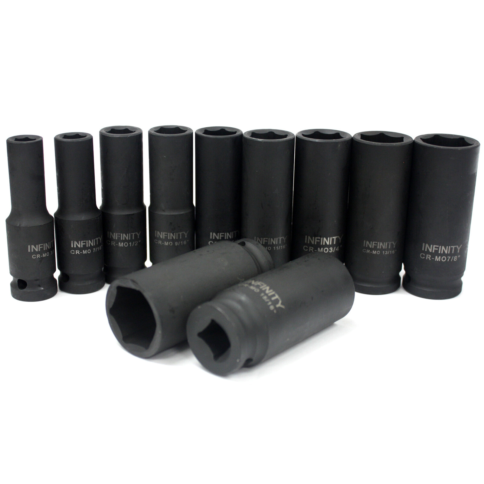 12pc SAE Set Standard 1/2″ Drive Air Deep Impact Sockets 6 points 3/8″ to 1″