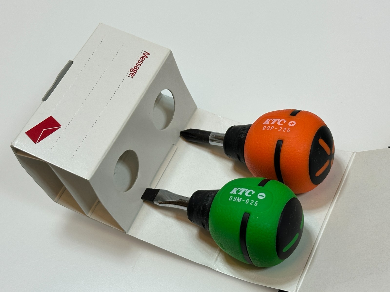 NEW KTC Tools JAPAN TD902 2pc Stubby Screwdriver Set ORANGE / GREEN Soft Grip