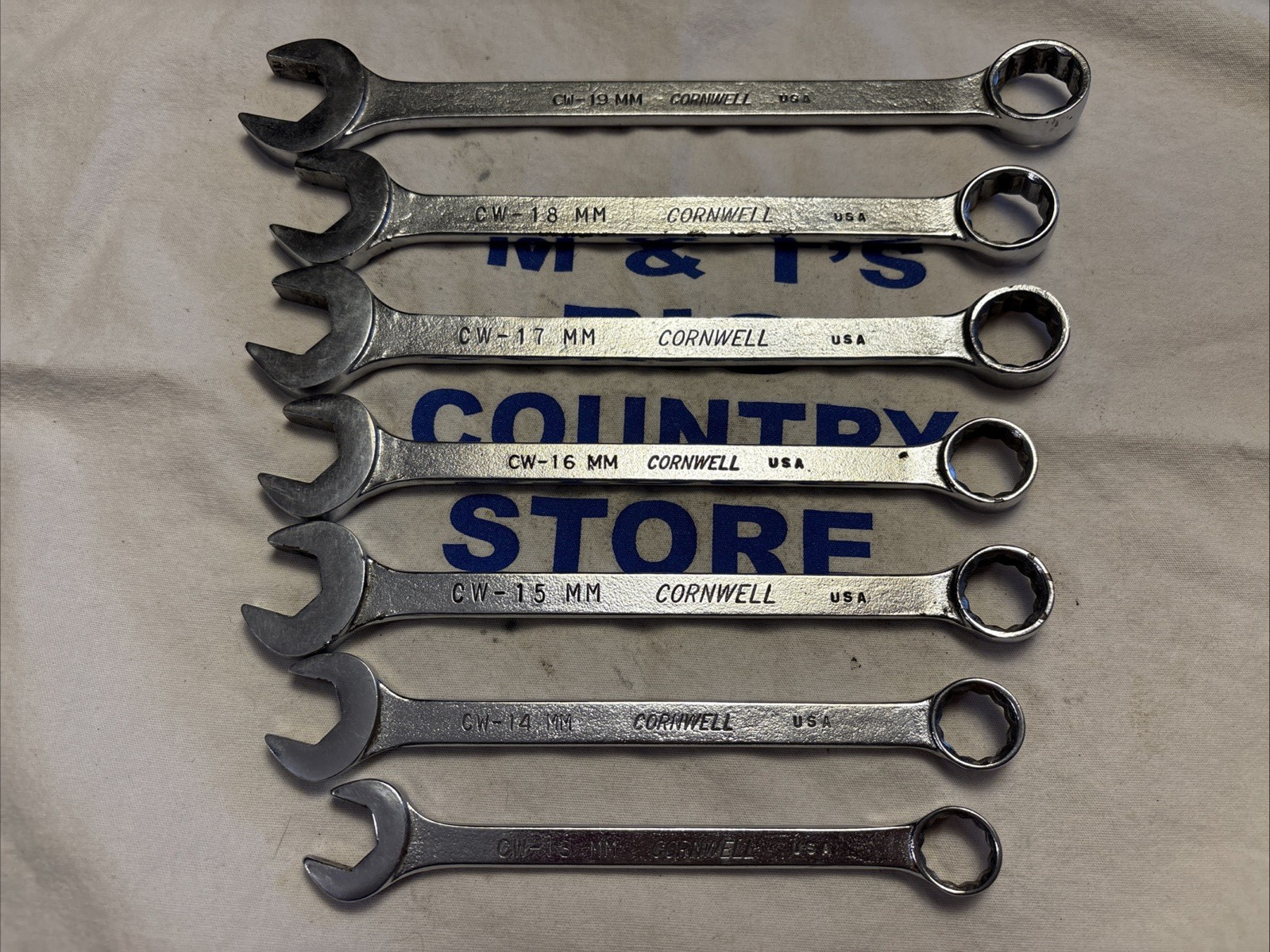 Vintage Cornwell Tools USA 7pc 12pt Metric Combination Wrench Set 13-19mm