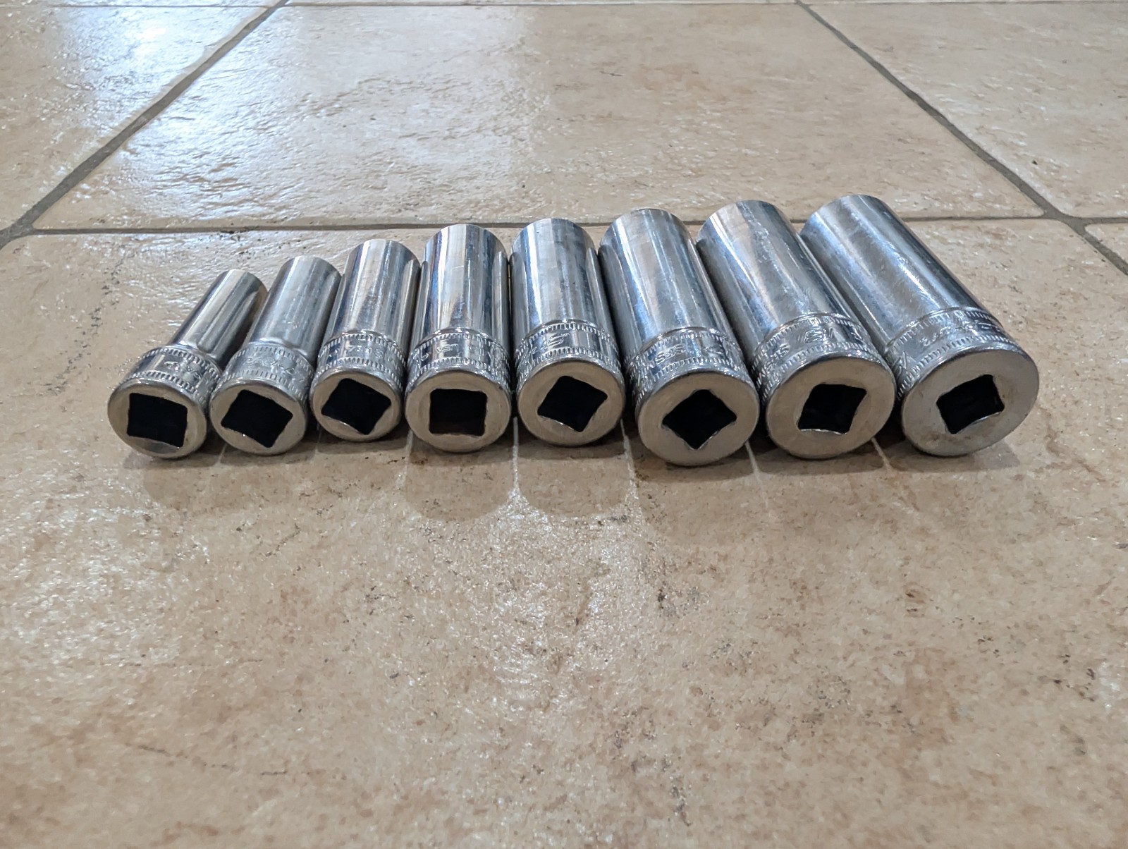 Snap On 3/8 Drive Deep Metric 6 Point Socket Incomplete Set USA Plastic Tray
