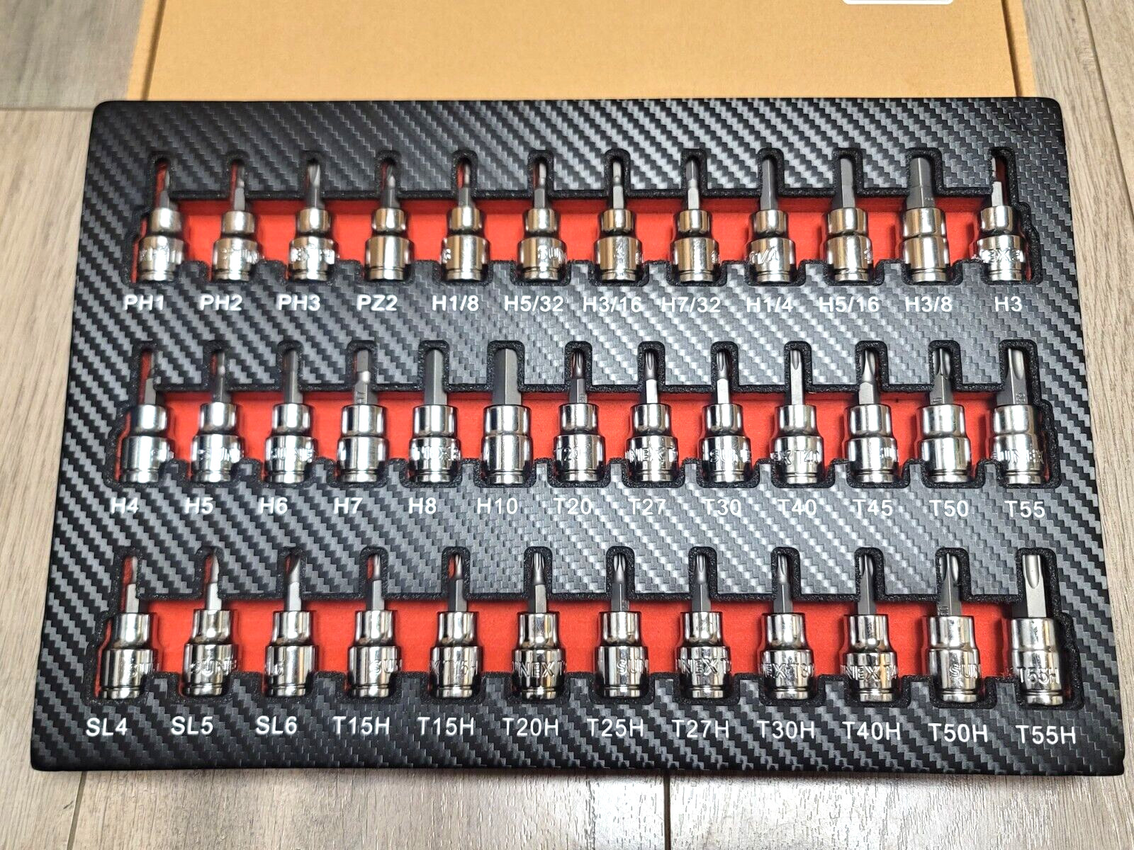 Sunex 37pc Master Bit Socket Set SAE & Metric Hex, Torx, etc w/Foam Tray #9737