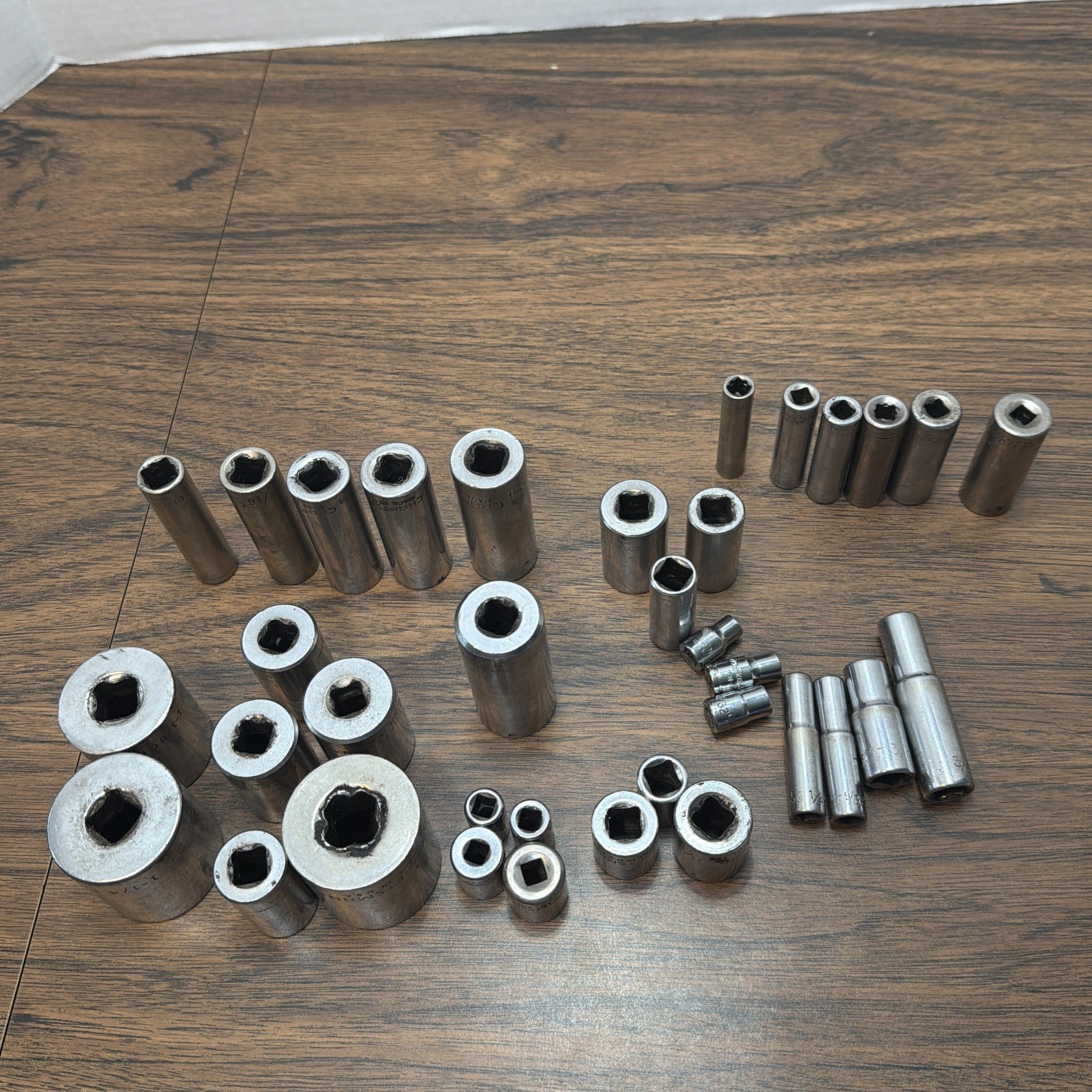 36x CRAFTSMAN Socket Lot SAE – 6pt 12pt – 1/2 1/4 Drive Asst Size Most Made USA
