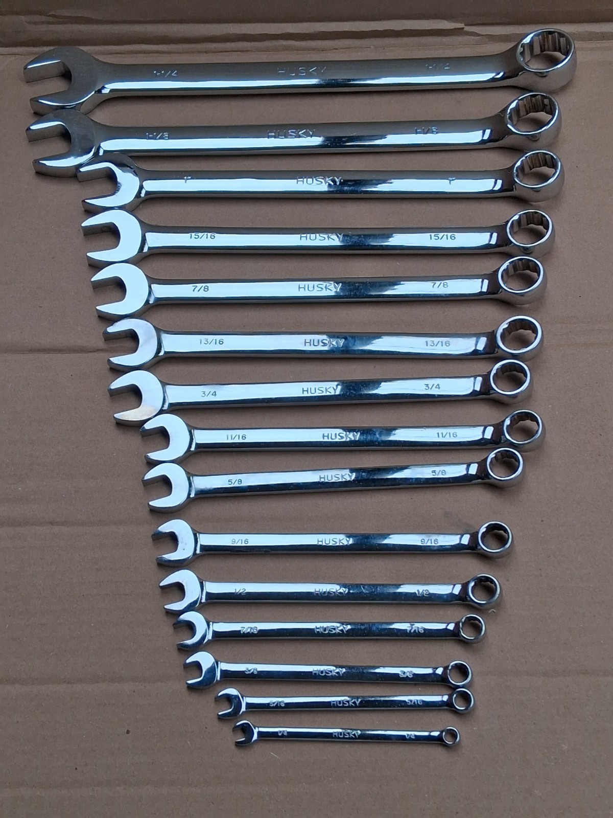 HUSKY 15 PC STANDARD WRENCH SET 1/4″ – 1 1/4″ FULL POLISH USA EXELENT CONDITION