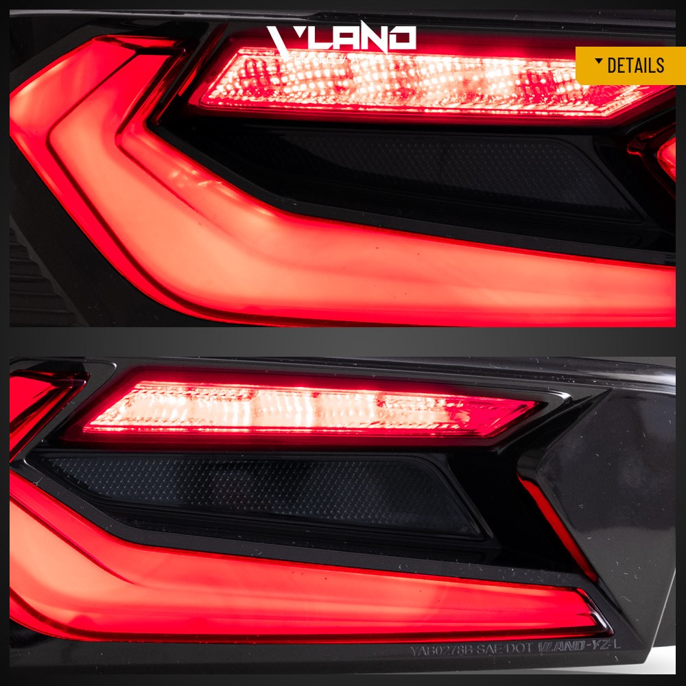 Pair VLAND FULL LED Tail Lights For Chevy Camaro 2016-2018 DRL Smoked Sequentail