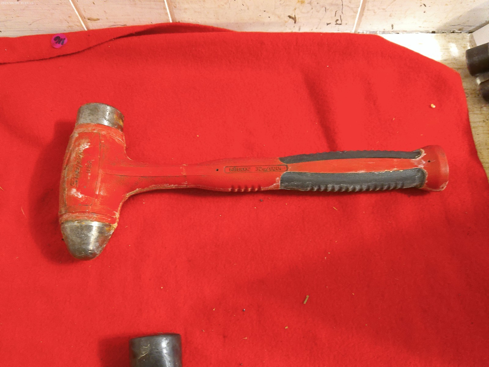 SNAP-ON 32 OZ RED SOFT GRIP DEAD BLOW BALL PEEN HAMMER #HBBD32