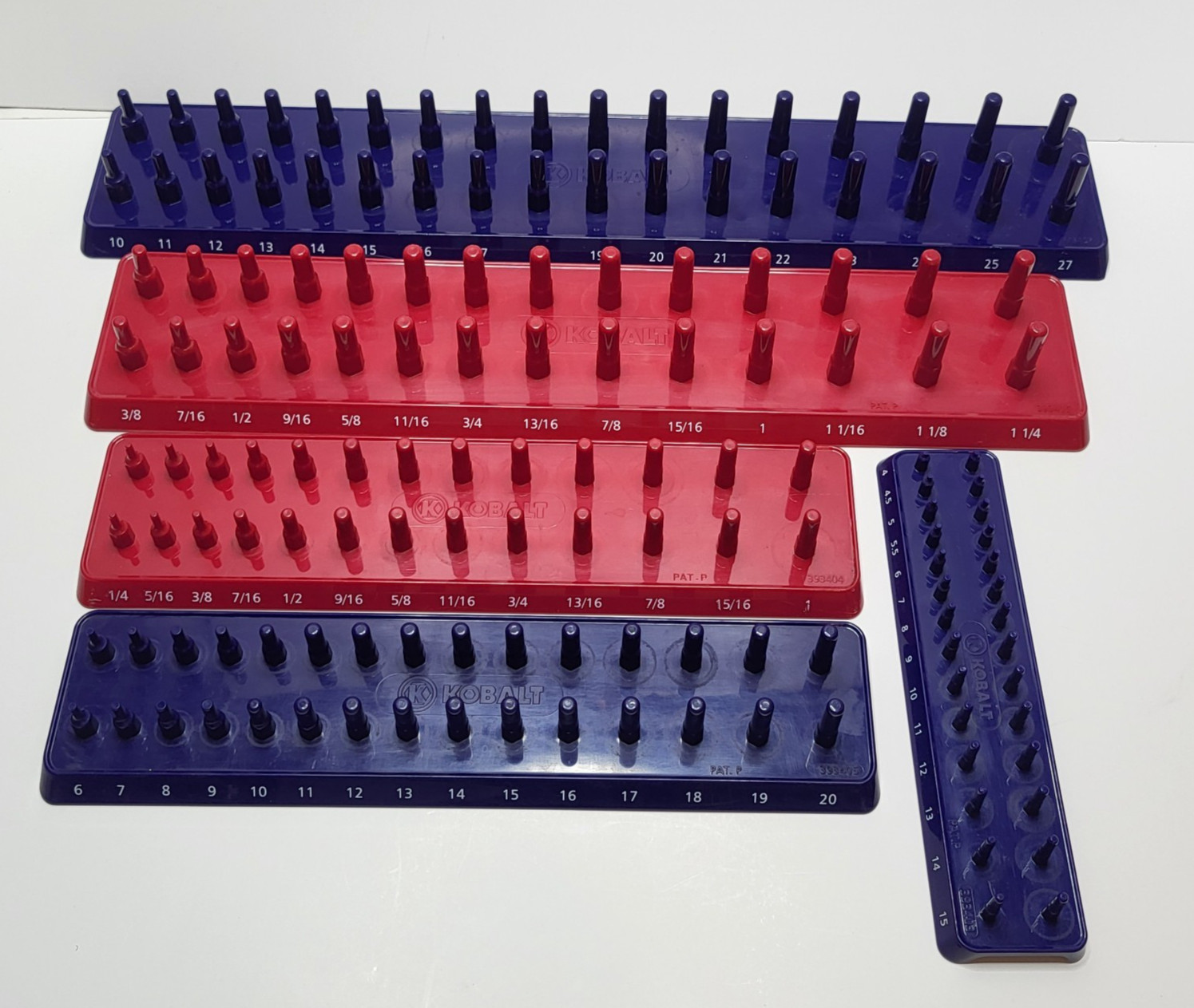 Kobalt Socket Storage Tray Organizers Lot of 5 SAE & Metric Hard Plastic Used