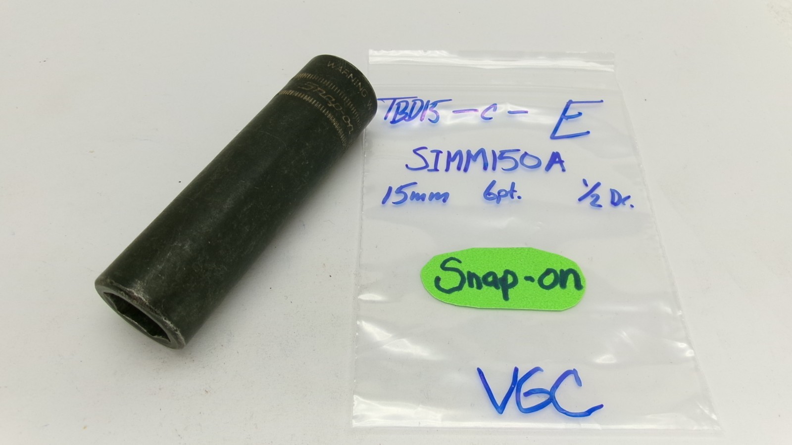 Snap-on tools 1/2″ drive 15mm metric 6 point Deep Impact Socket SIMM150A Nice!