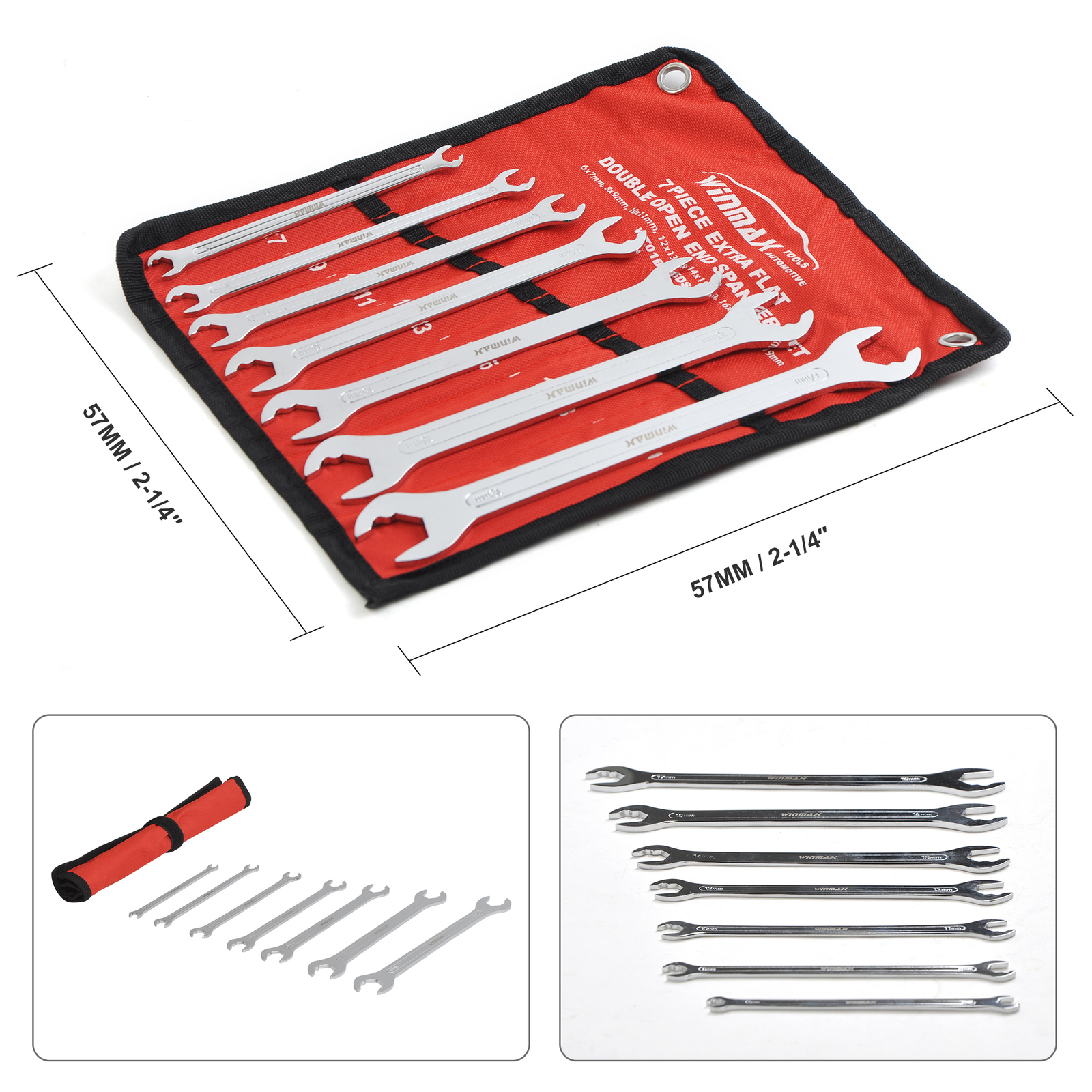 7pc Double Open End Wrench Set Flat Spanner Wrench Metric Ratcheting Combination