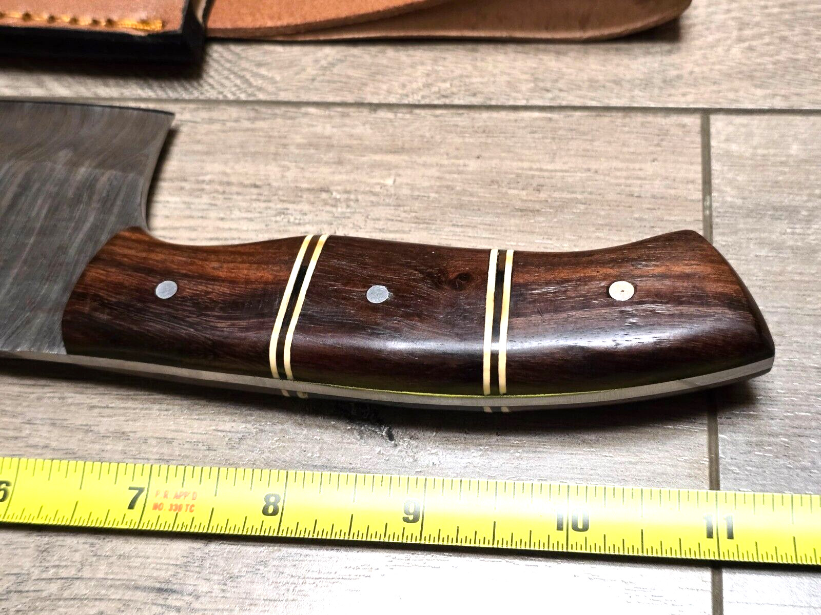 11.5″ Custom Damascus Clever Knife w/Sheath & Full Tang Blade, Great Gift!