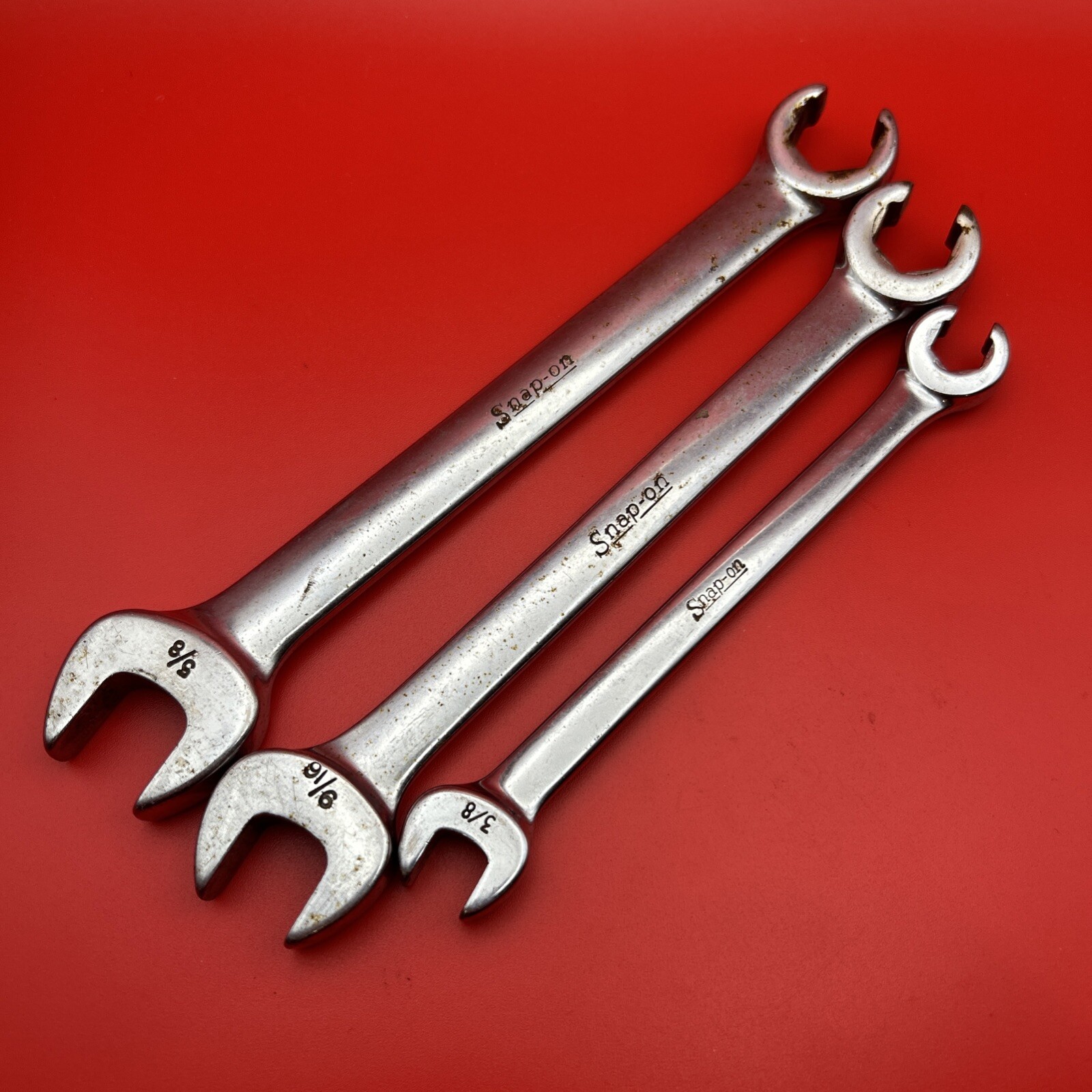 3 SNAP ON TOOLS 5/8″ 9/16″ 3/8” SAE OPEN END FLARE NUT WRENCH RXS20 RXS18 RXS12