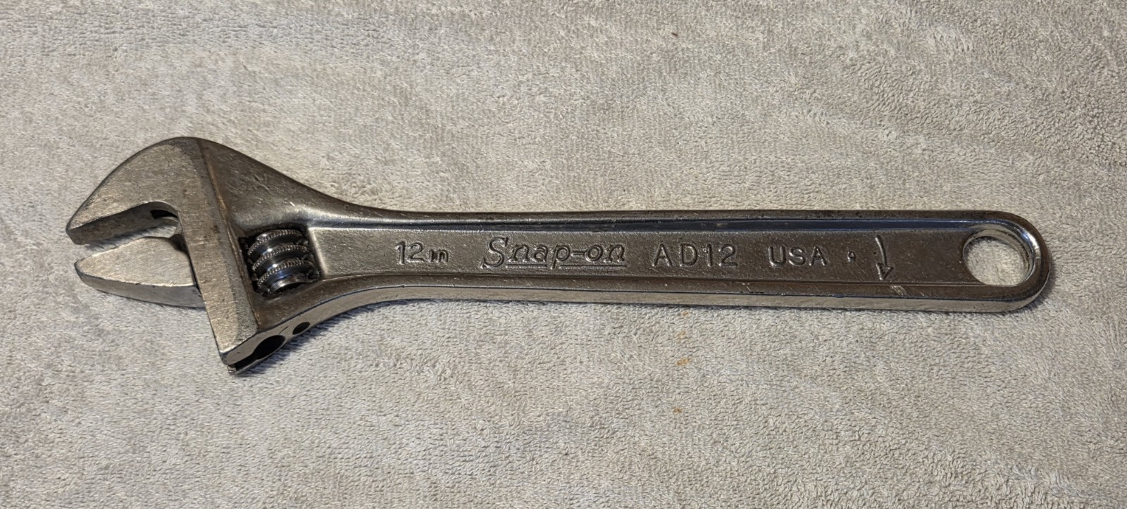 Snap-On Tools AD12 12″ 300mm Chrome Adjustable Smooth Jaw Wrench USA
