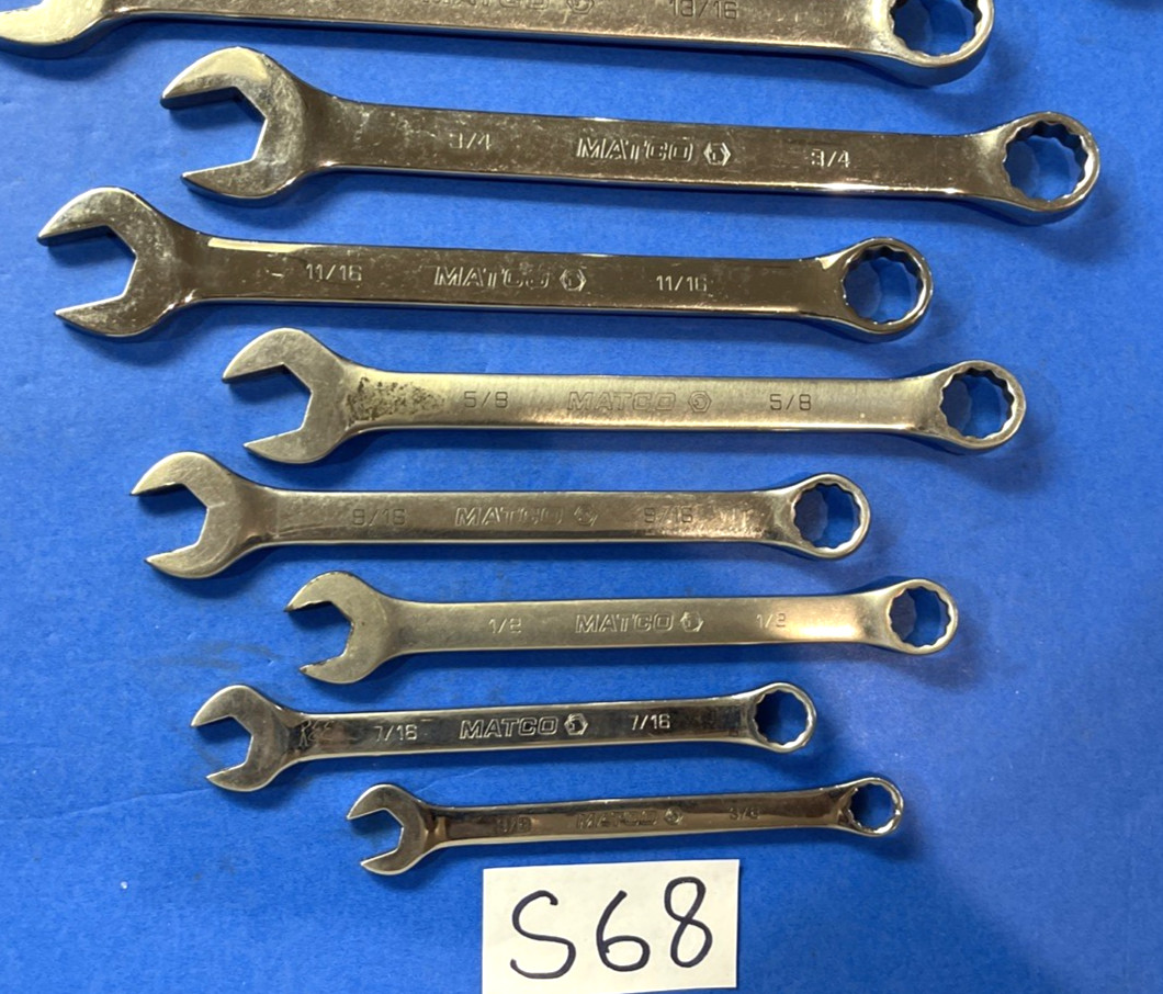 MATCO TOOLS 10 PIECE SAE. COMBINATION WRENCH SET 12 POINT 3/8 TO 15/16 INCH