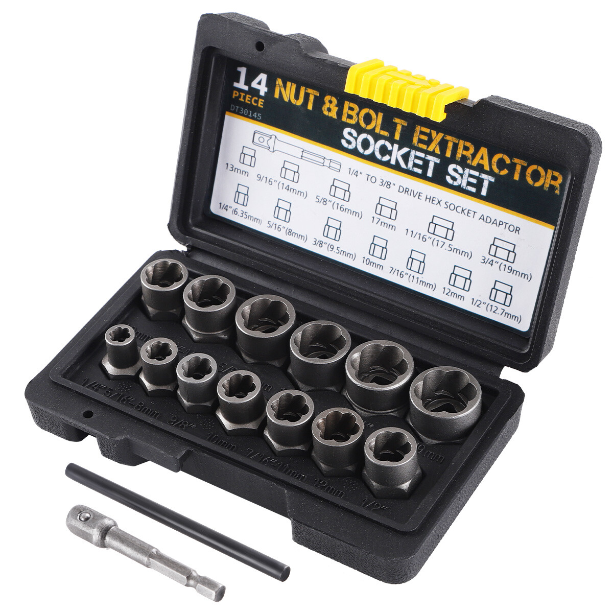 15 PCS Damaged Lug Nut Lock Remover Twist Socket Set Screw Extractor Tool 8-19mm