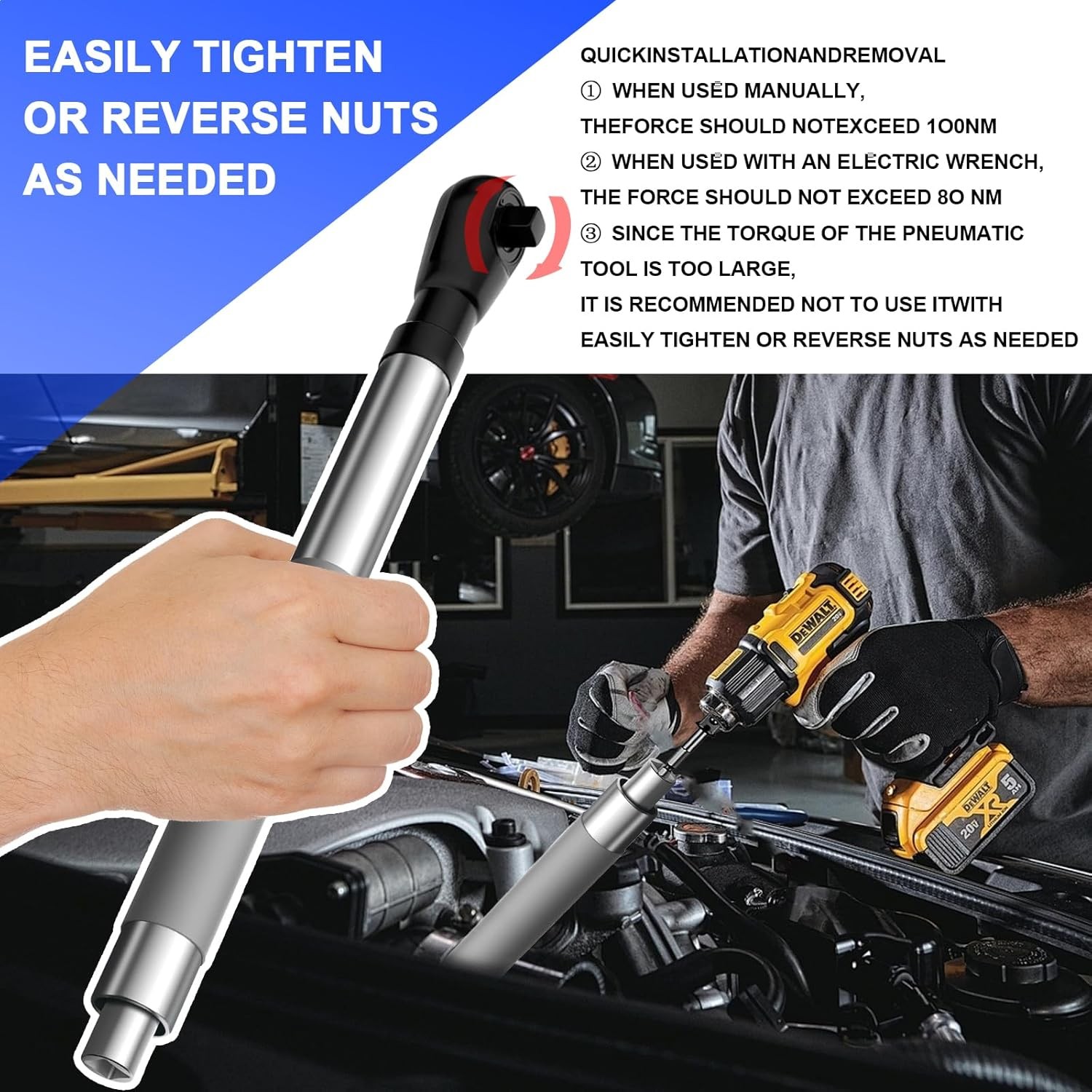 1/2″ Offset Extension Wrench Impact Ratchet Extender for Electric Drill 3/8″ 1/4