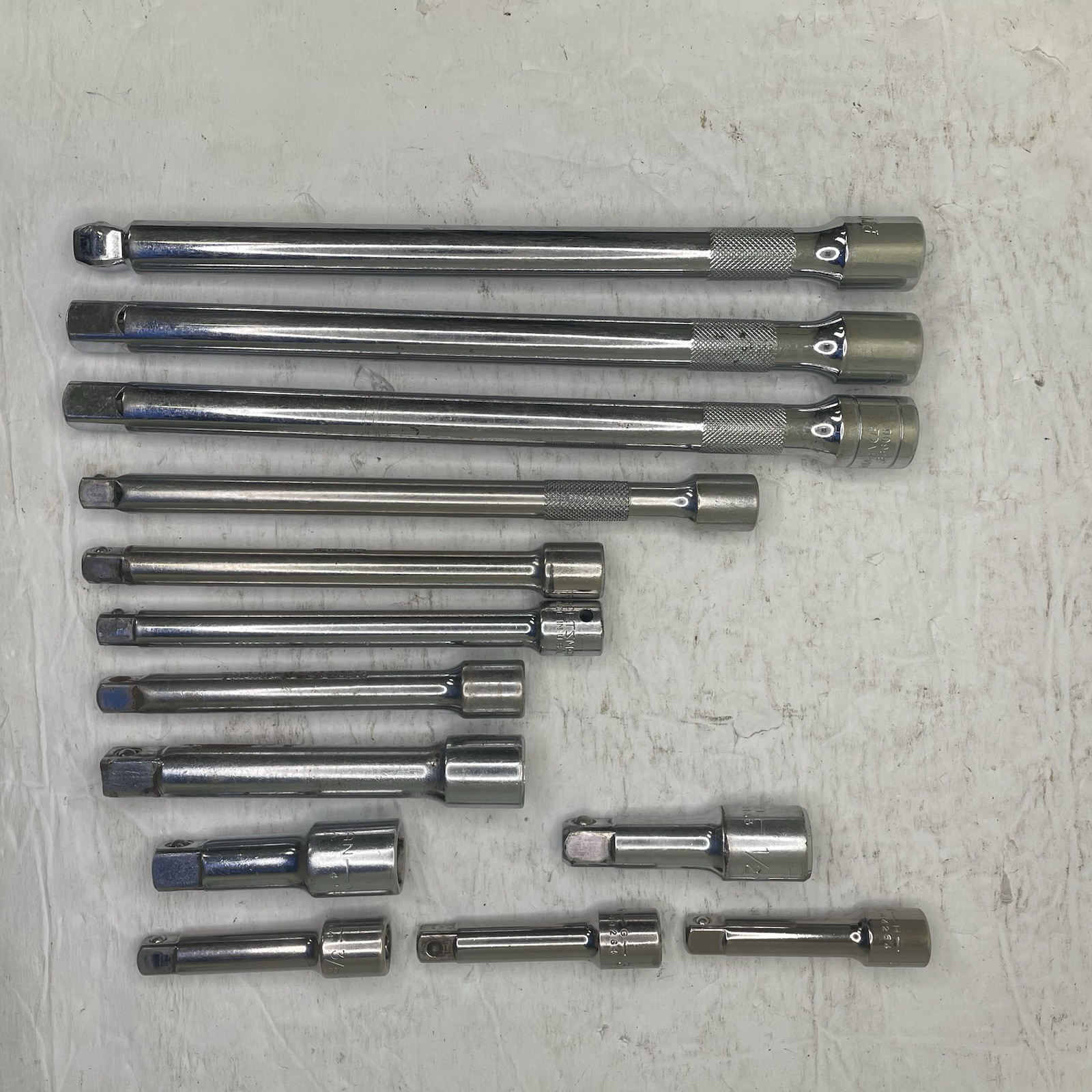 Ratchet Extensions Lot – 13pc – 3/8″ and 1/2″ Drives – 3″ to 10″ – Mixed Brands