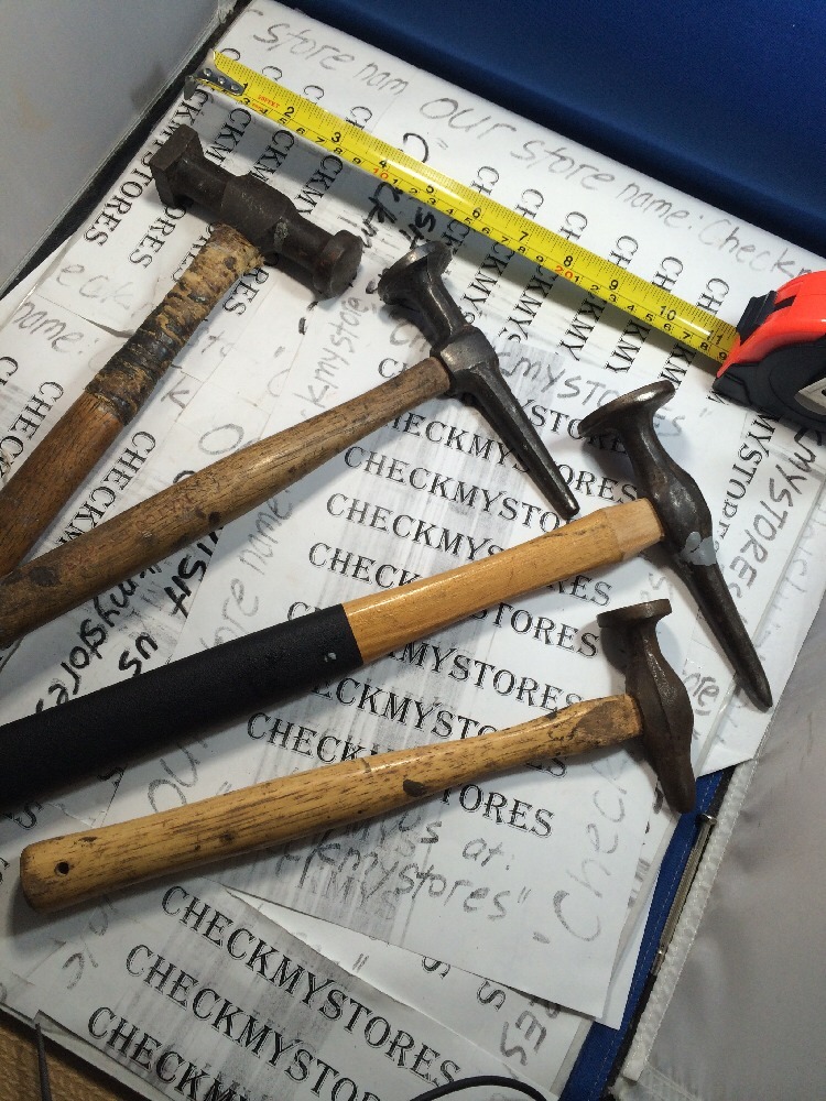 Vntg 4 HAMMERS Wooden Handle