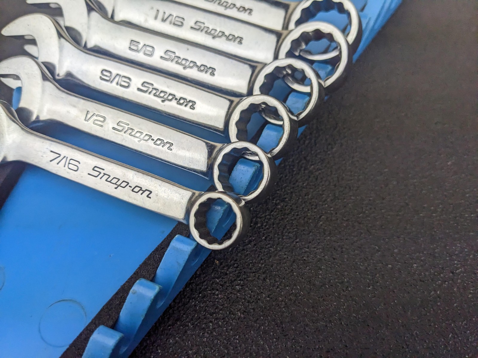 #bn457 Snap-On 12 Pt 6 Piece 7/16″-3/4″ Midget Combination Wrench Set OXI706B