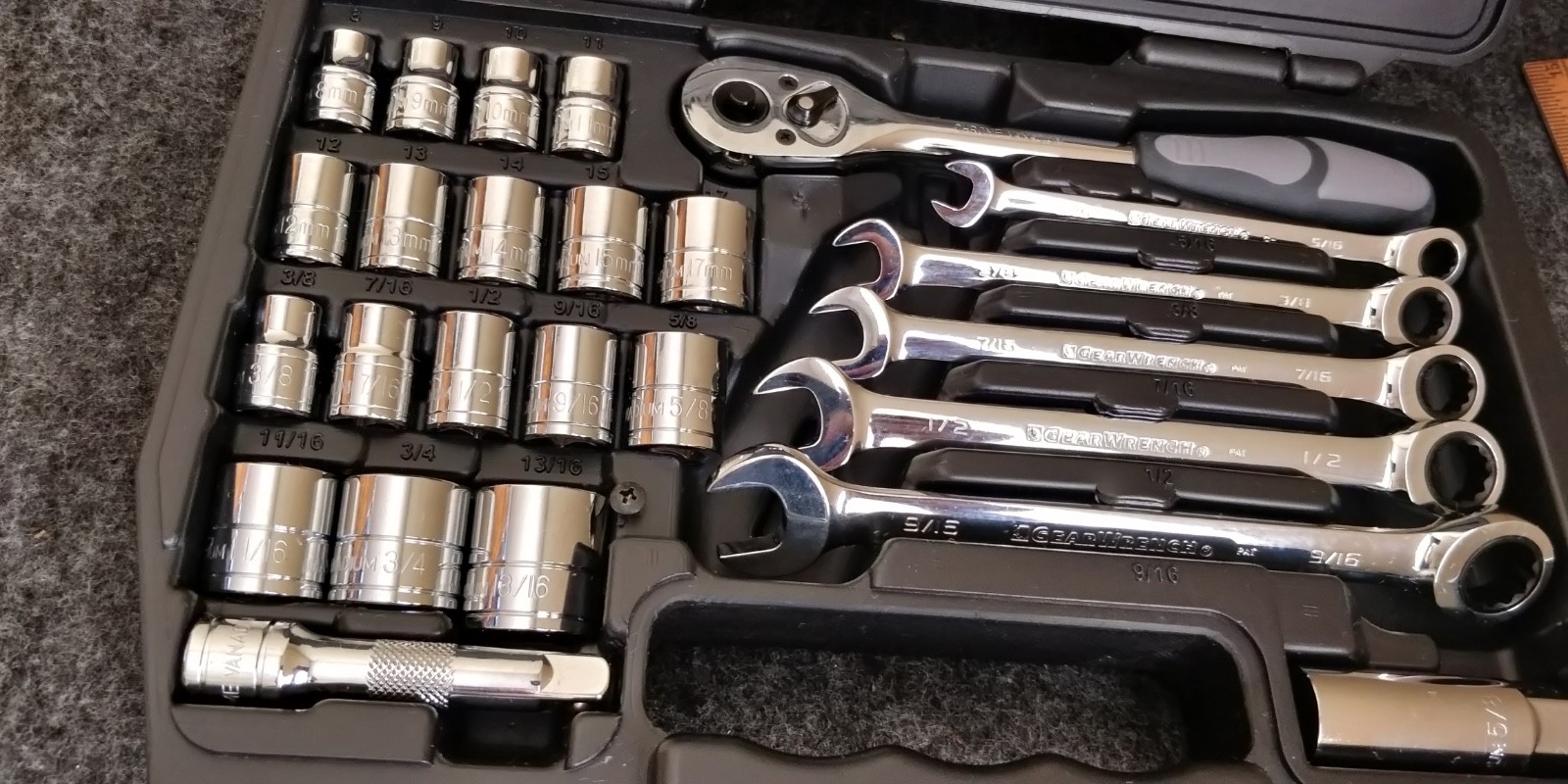GEARWRENCH wrench and socket set ~ ratcheting wrenches 3/8″ drive metric + inch