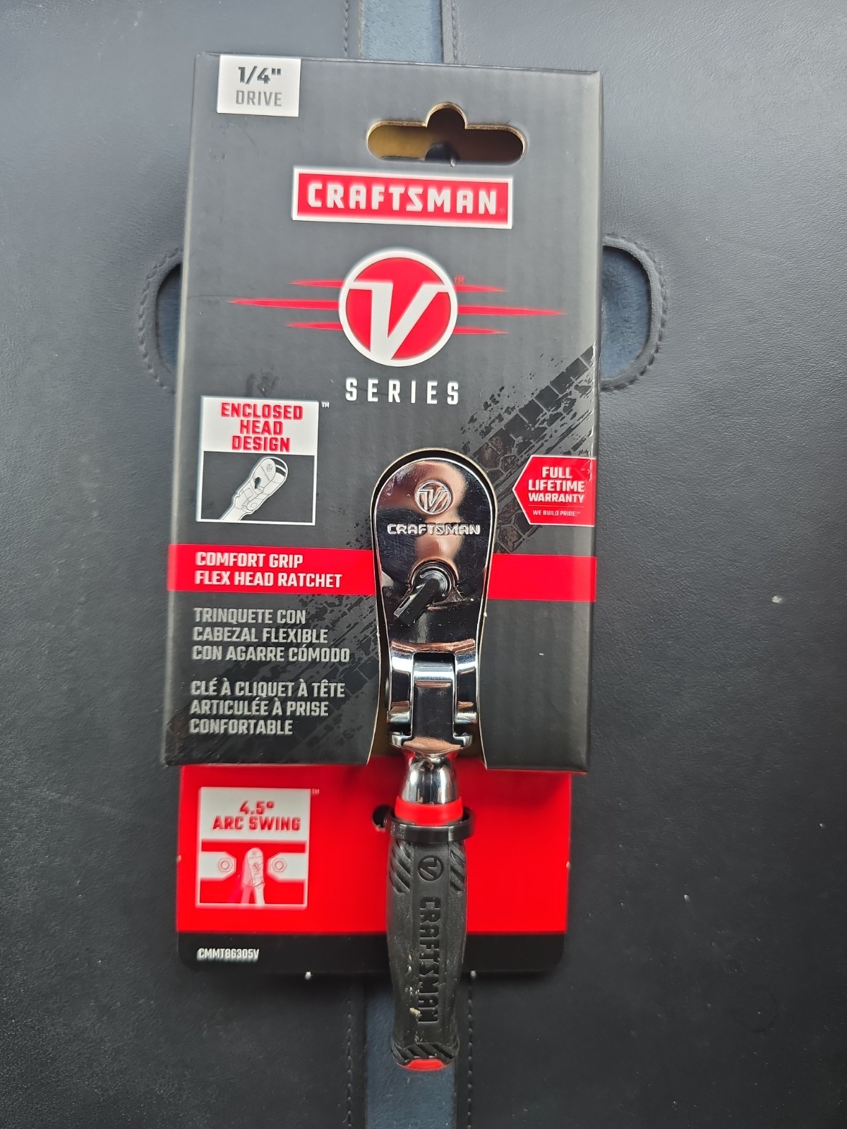 Craftsman V-SERIES Ratchet, 1/4 Inch Drive, 80-Tooth, Flexible Head Comfort Grip