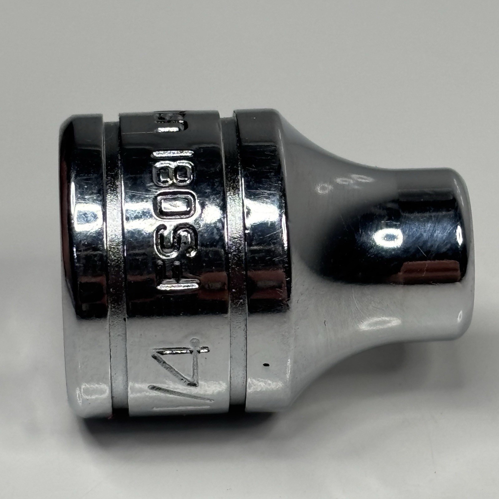 Snap On Tools FS081 3/8 Dr 6Pt SAE 1/4 Flank Dr Shallow Chrome Socket USA 2001