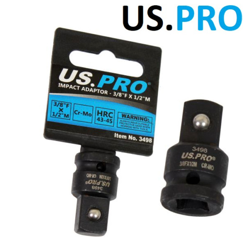 Impact Socket Adaptor Step Up 3/8 Inch F to 1/2 Inch M US Pro 3498