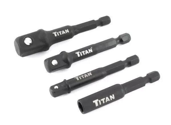 Titan 12002 4pc Hex Shank Impact Socket Adapter & Magnetic Bit Holder