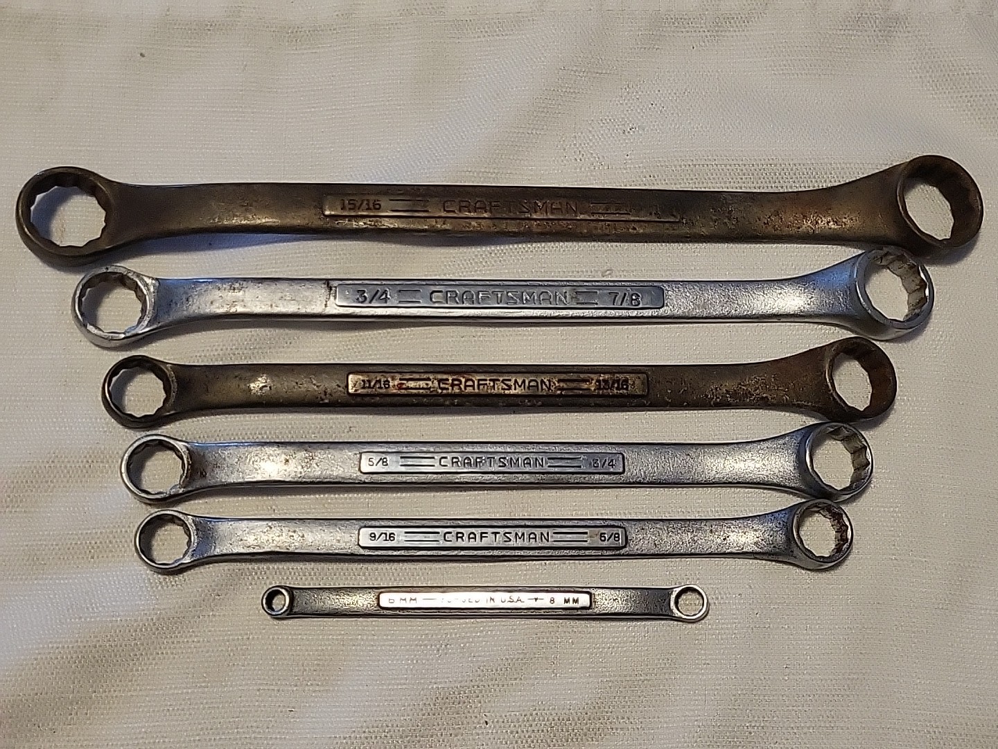 Lot of 6 Vtg Craftsman V Series Double Box End Wrenches SAE and Metric