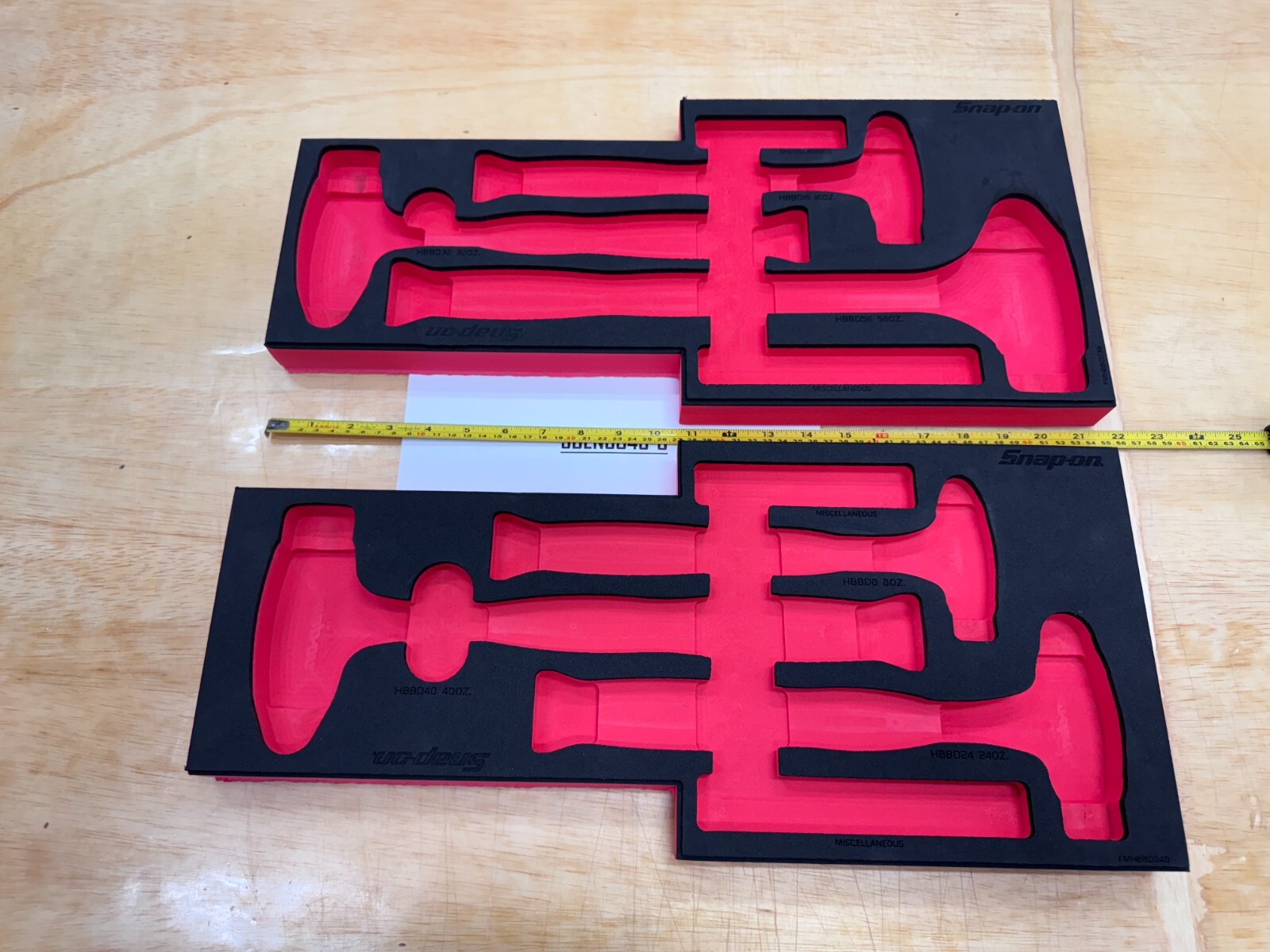 Snap-on Tools NEW RED 2pc FOAM ORGANIZERS for 6pc Dead Blow Steel Face Hammers
