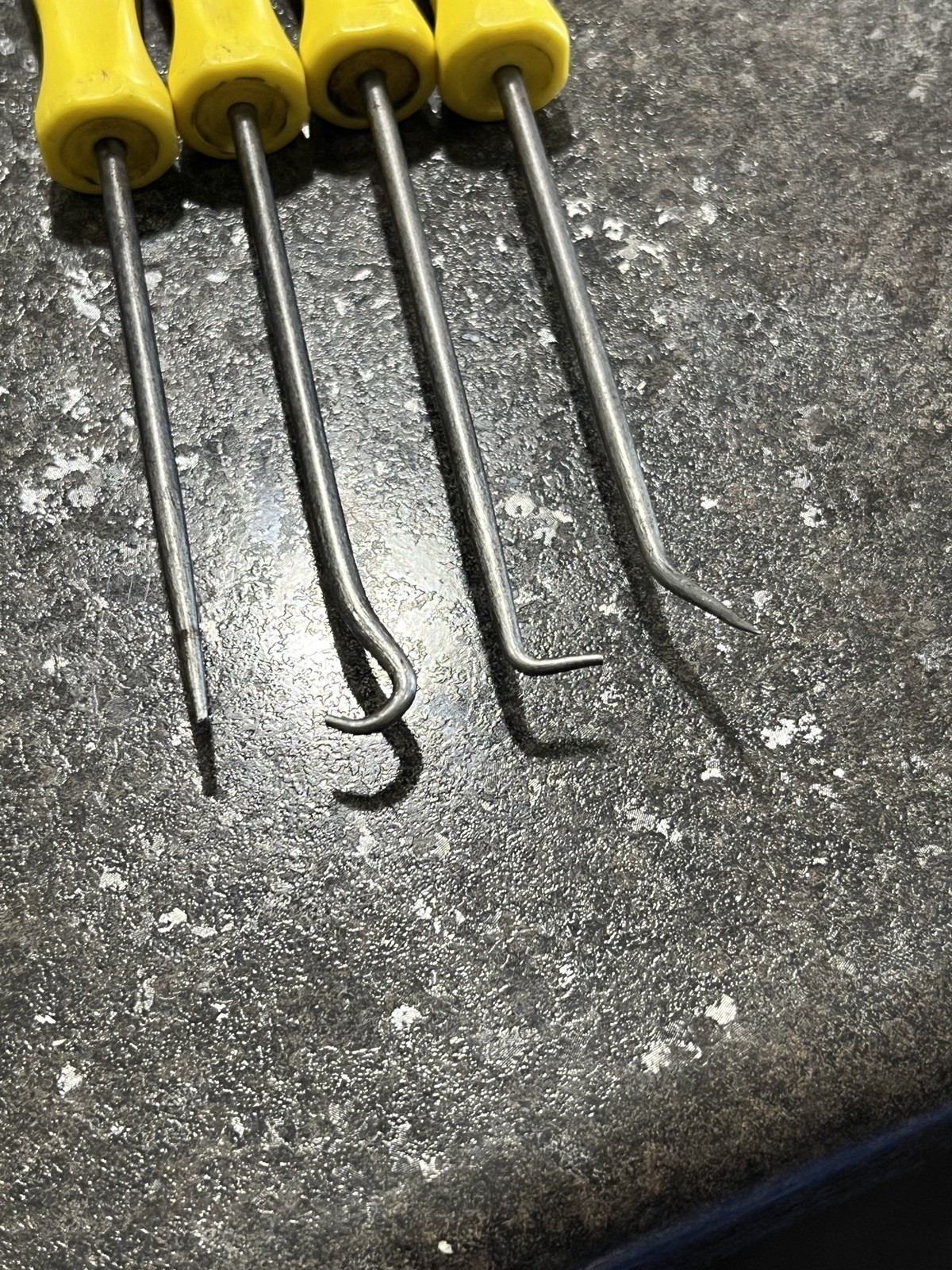 RARE Snap-on ASA204AY Yellow Hard Handle 4 Piece Mini Pick Set