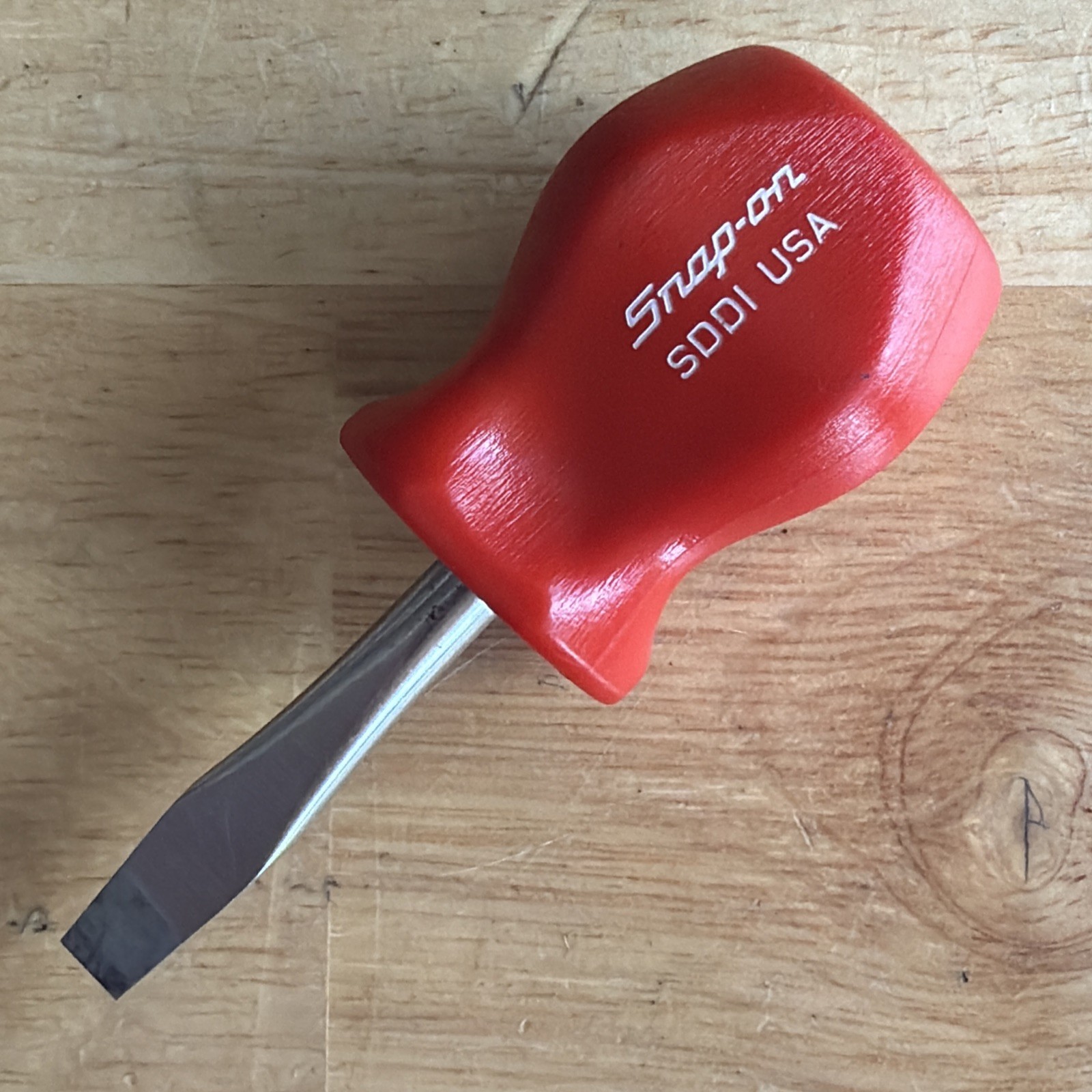 Snap On Tools 1/4″ Flat Slotted Stubby Short Screwdriver Red SDD1 USA READ!