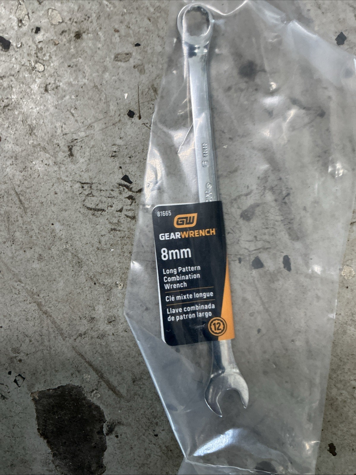 Gearwrench 81665 12 Point 8MM Metric Long Pattern Full Polish Combination Wrench