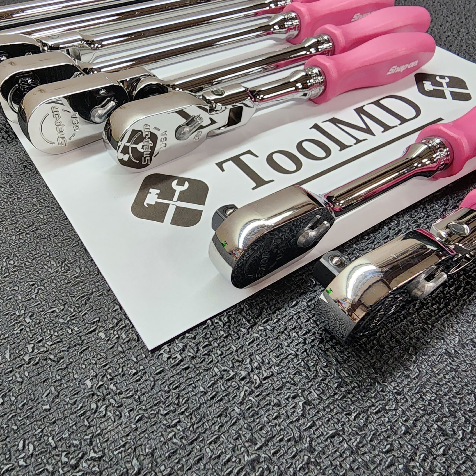 Snap-on Tools NEW 8pc PEARL PINK Hard Handle 3/8″ Drv Fixed Flex Ratchet Lot Set