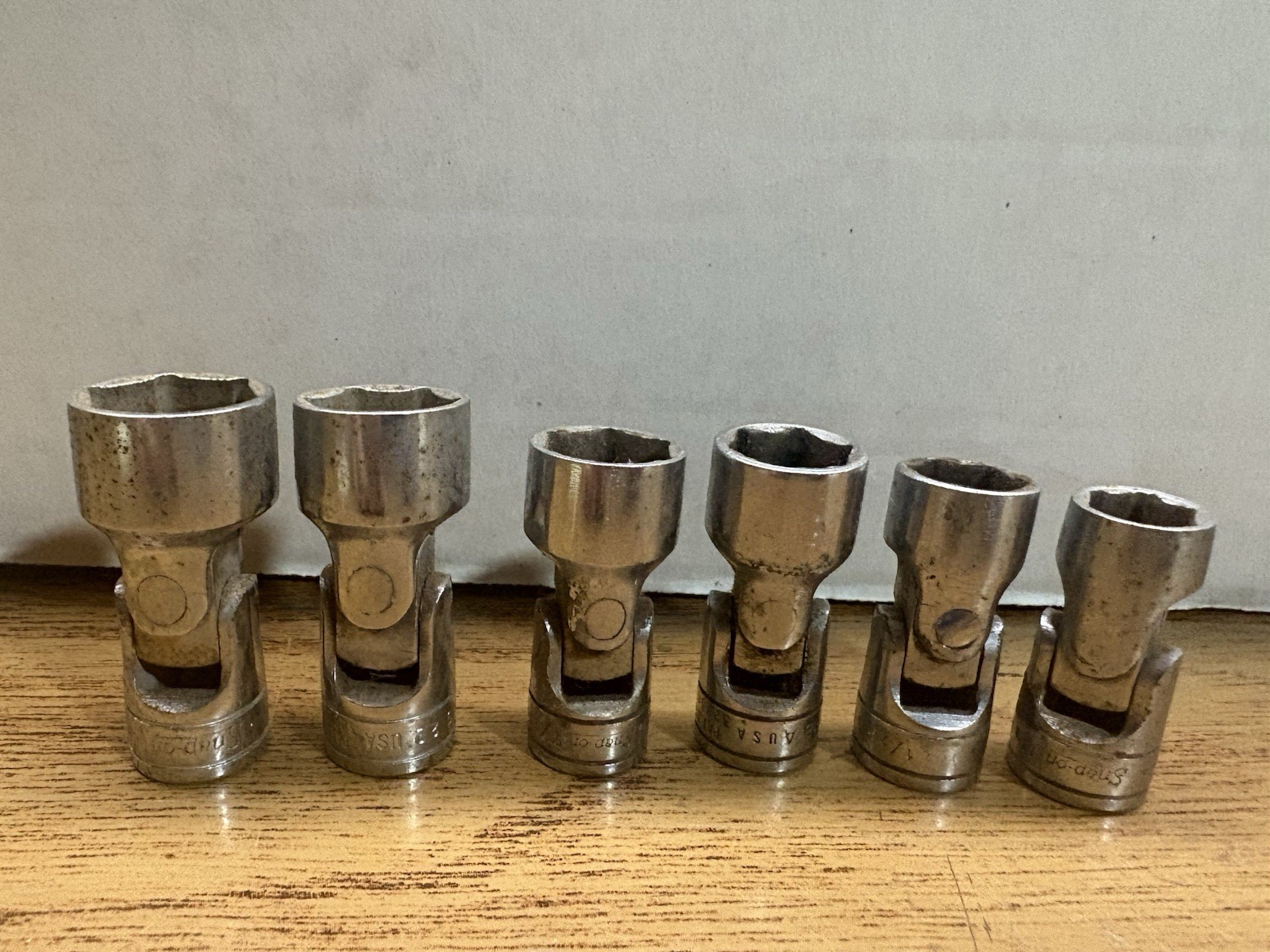 snap on socket set 1/2 Lot Of 6 Swivel Sockets Snap On SAE Used See Pictures