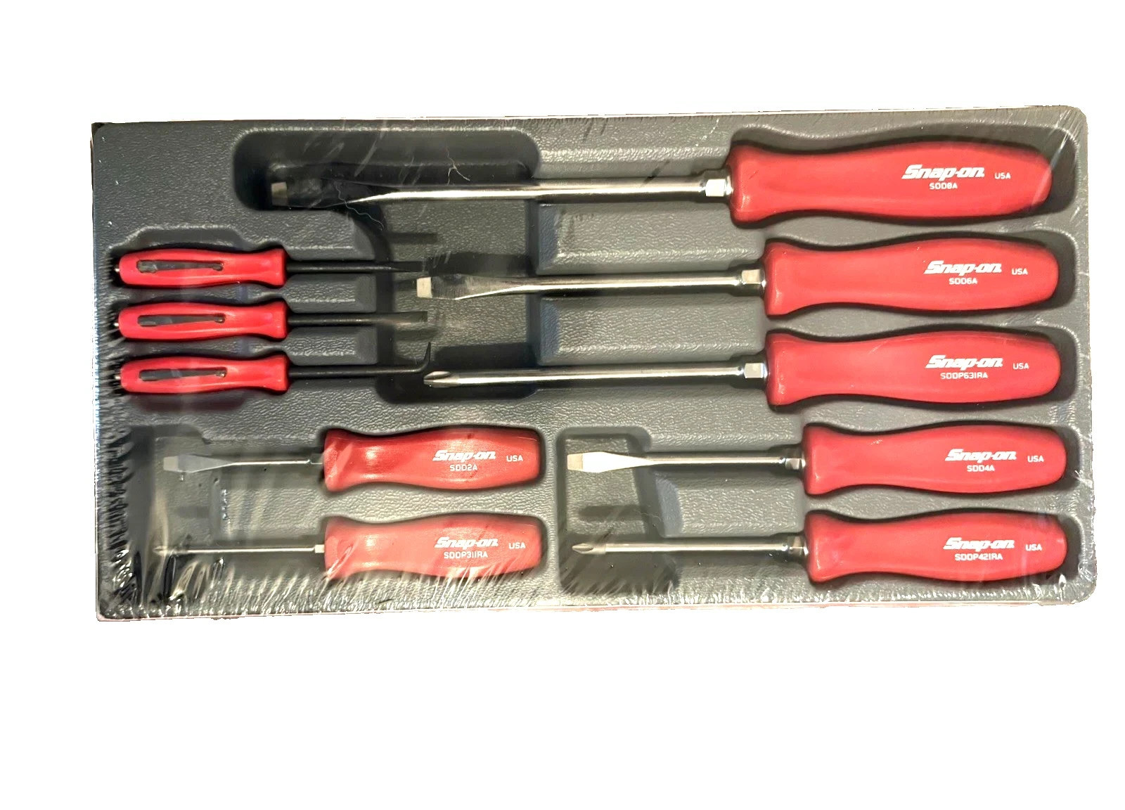 Snap On 10pc RED Hard Handle Combination Screwdriver Prybar Set SDDDPBX100R New