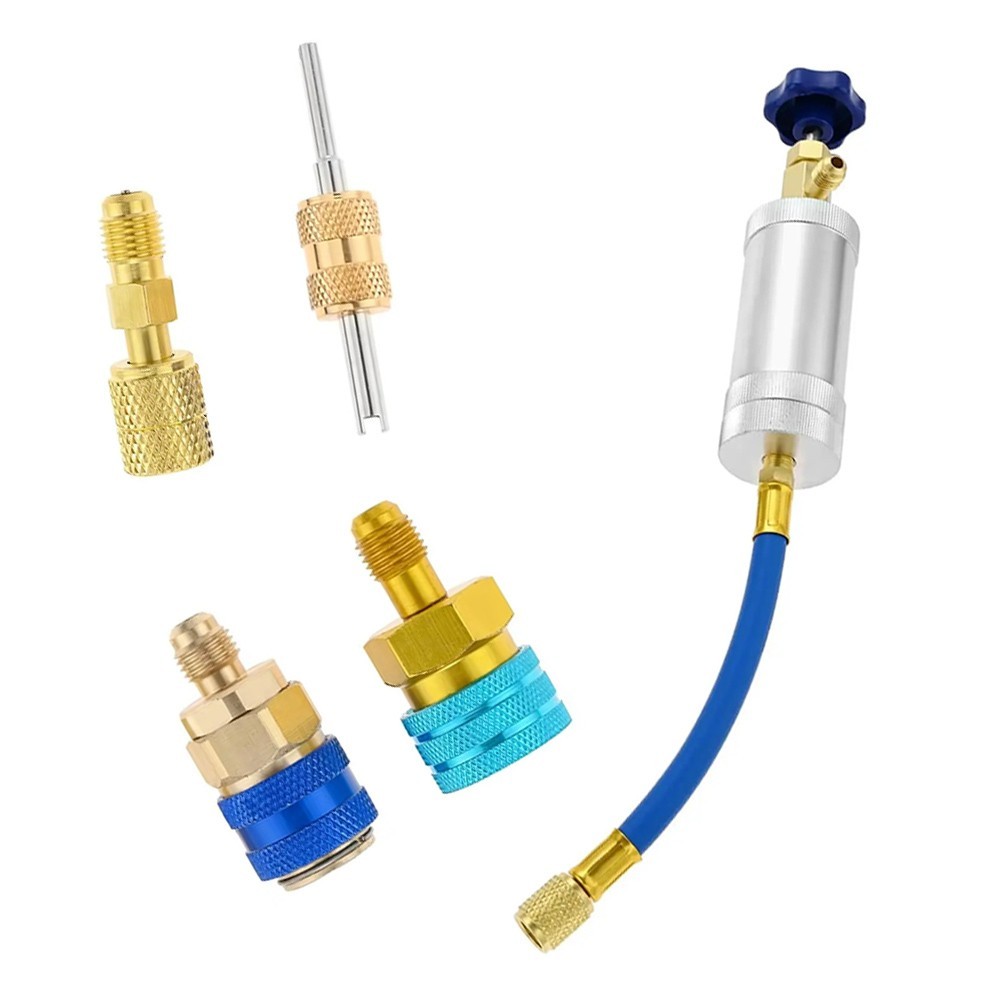 1/4 SAE Female Male Oil Injector Kit for R134A For R1234YF Air Conditioning